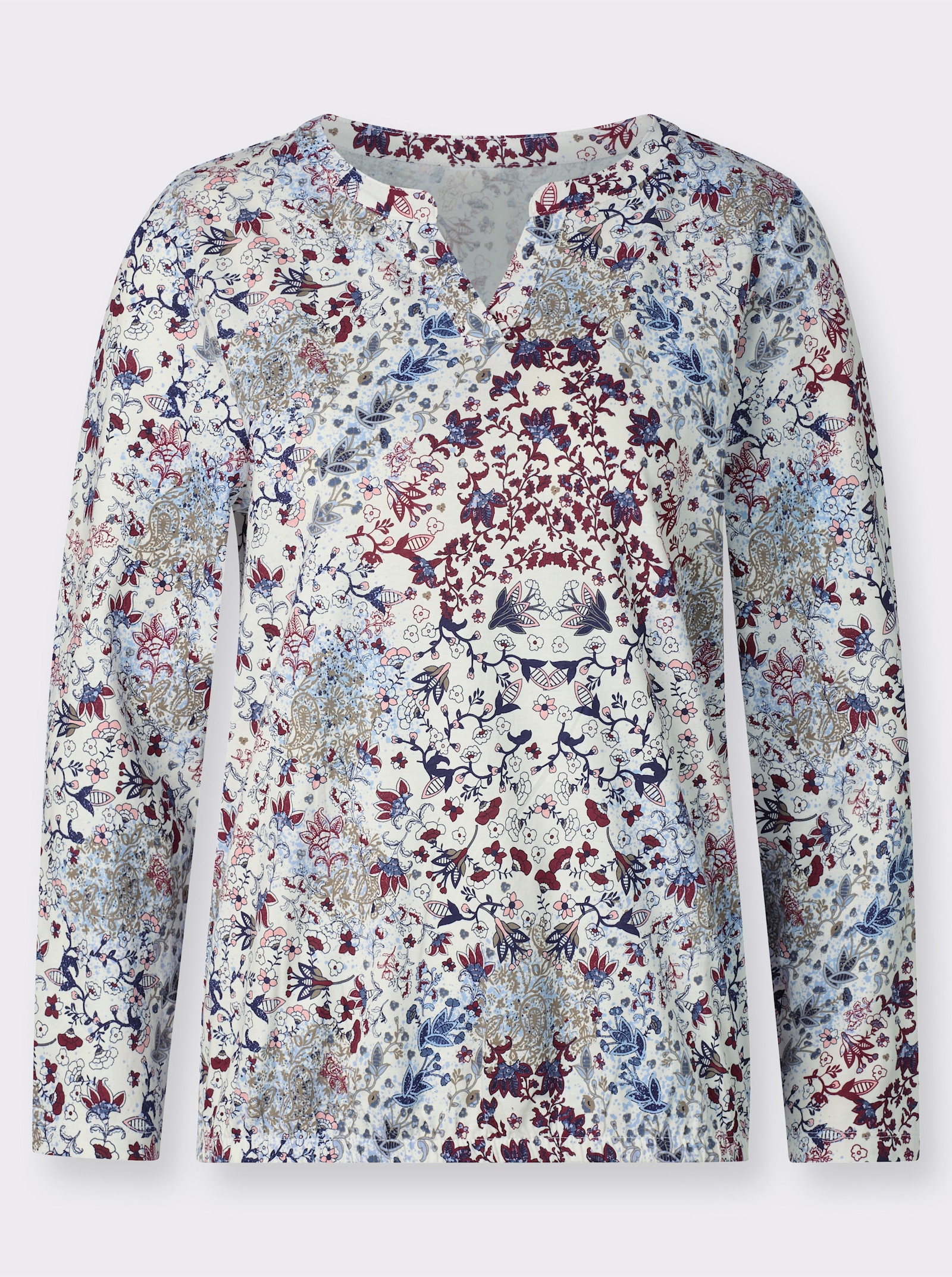 Shirt in paisleydessin, met lange mouwen - rookblauw/rozenkwarts bedrukt