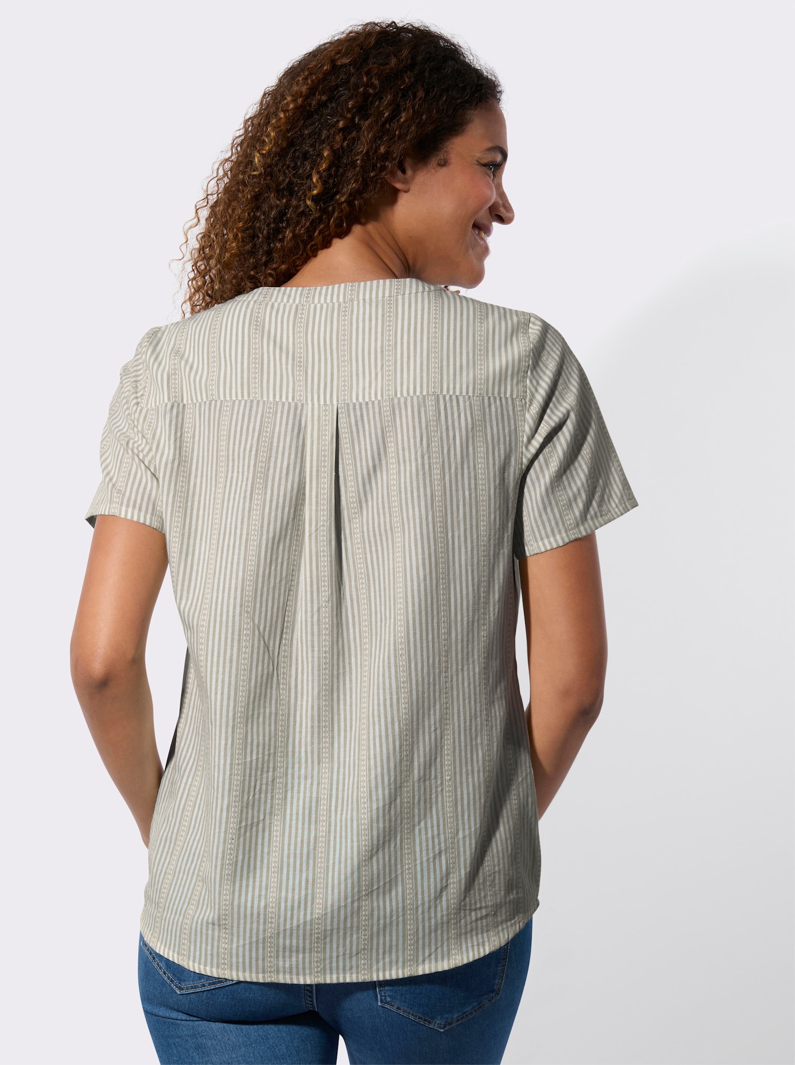 Gestreifte Bluse in Schlupfform - schlamm-gestreift