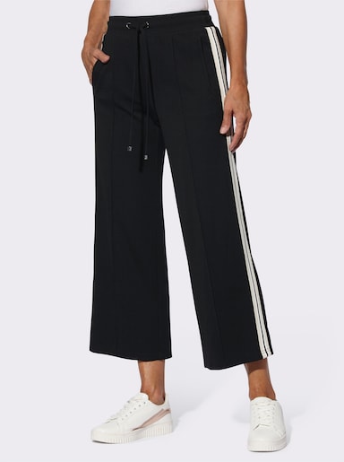 Jerseyhose mit Galonstreifen - schwarz