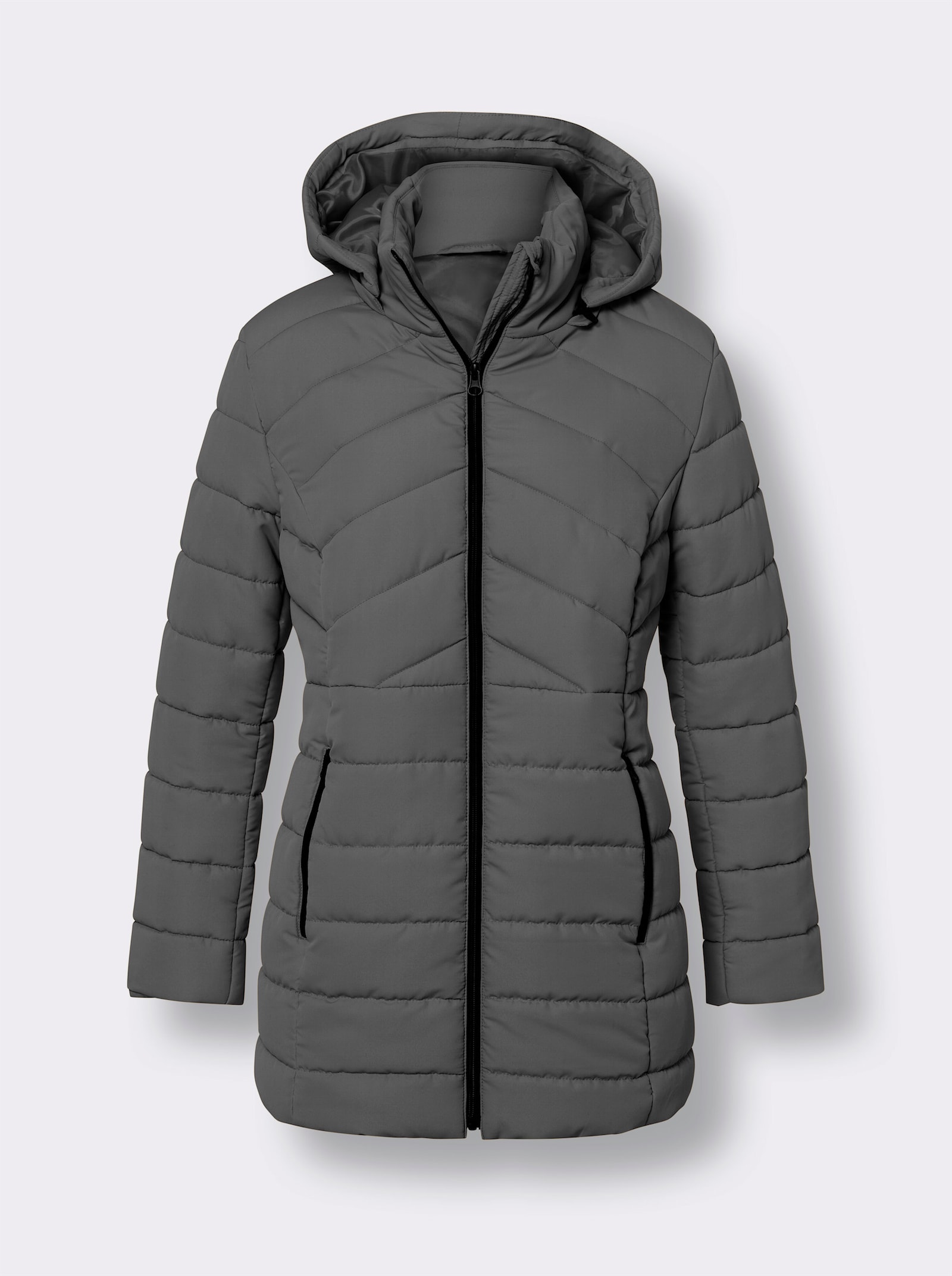 Steppjacke mit abnehmbarer Kapuze - anthrazit