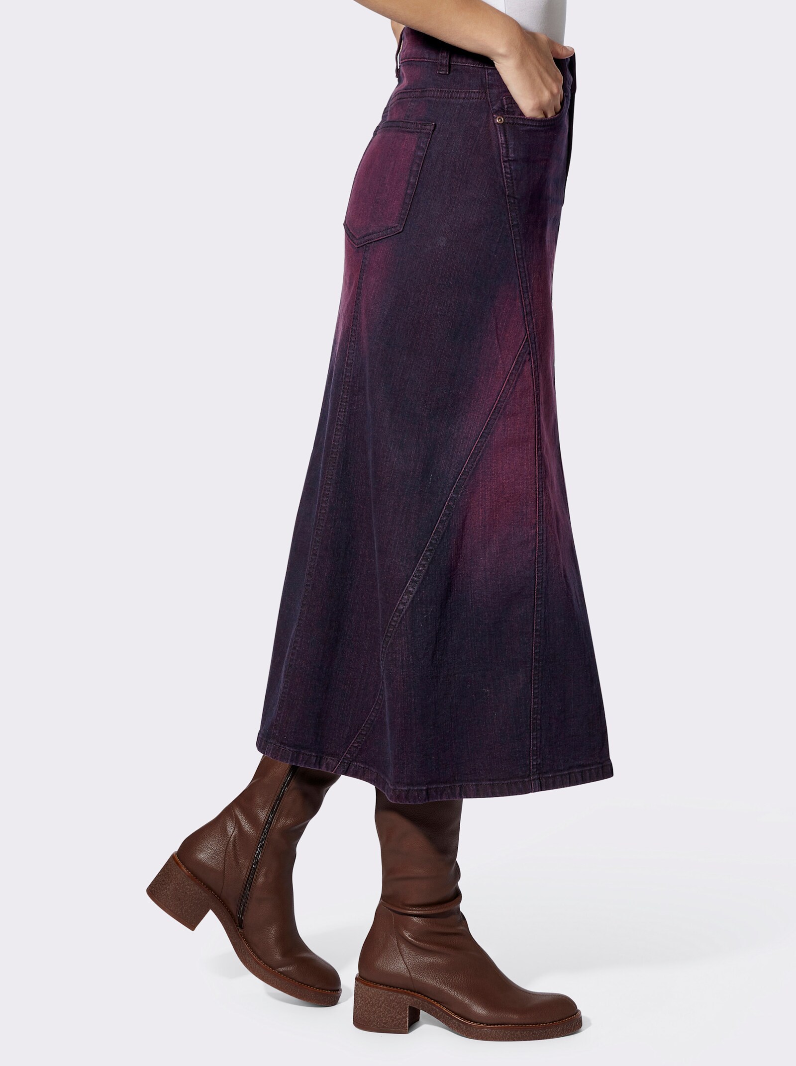 heine Jeansrock im 5-Pocket-Style - burgund