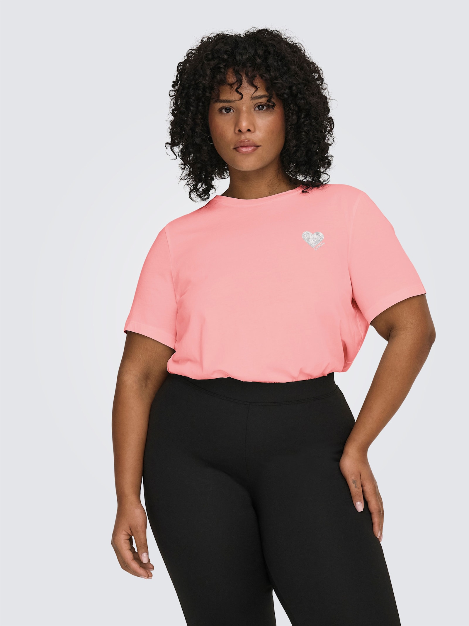 ONLY CARMAKOMA T-Shirt - rosy touch print:silver glitter heart