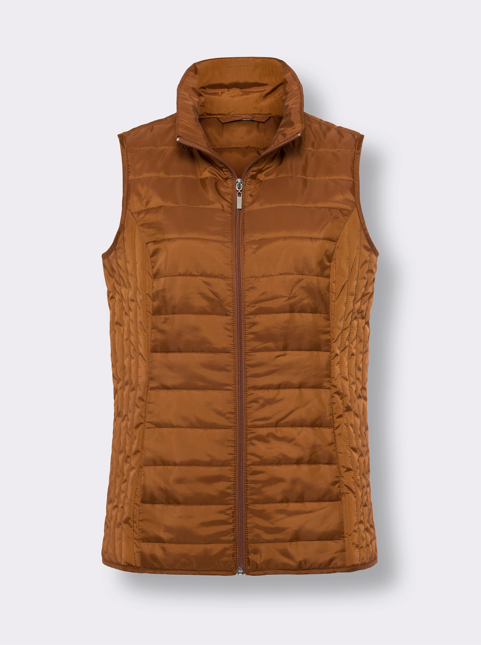 Steppweste mit Stehkragen - cognac