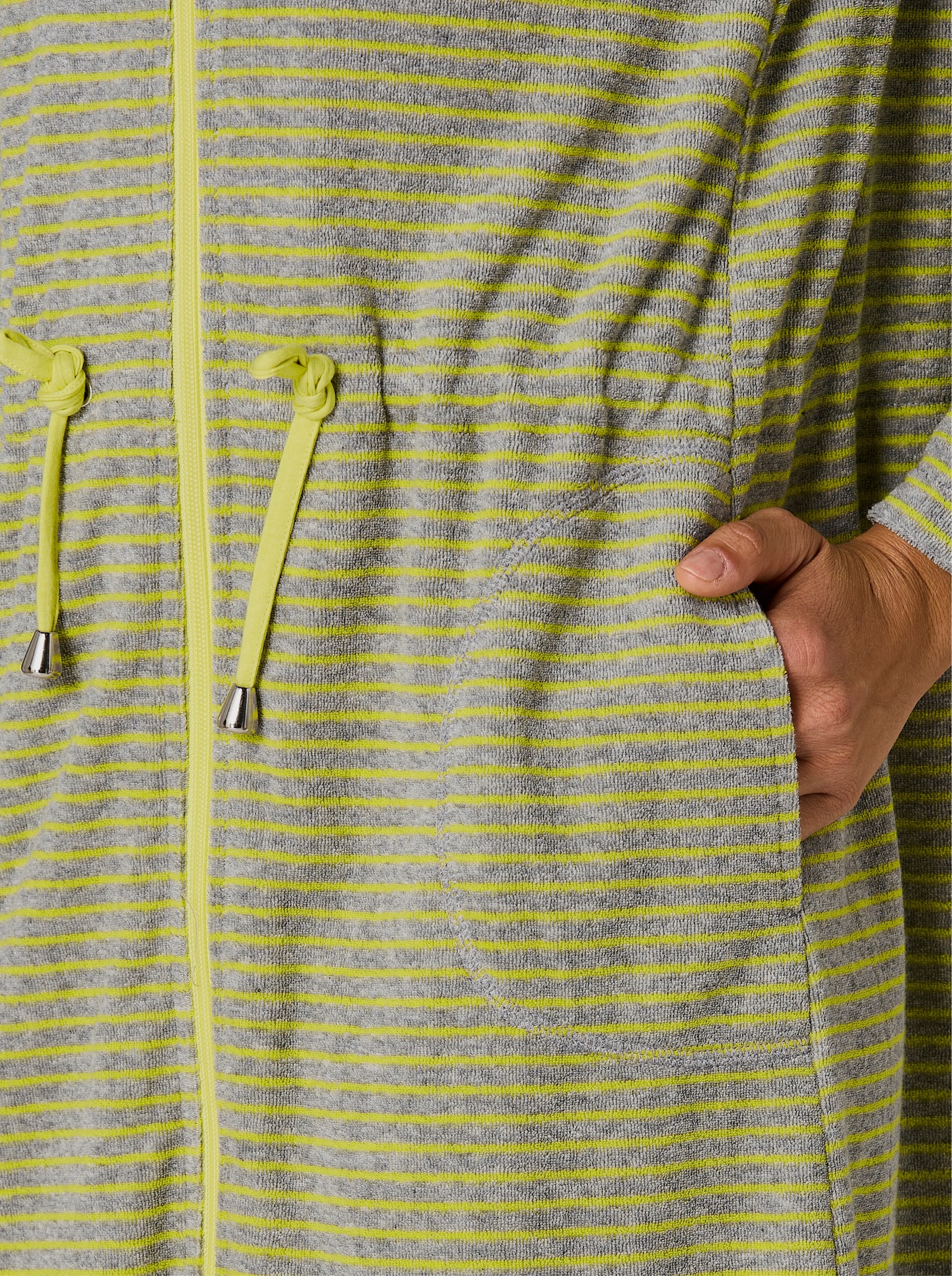 feel good Peignoir - gris chiné-citron vert