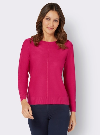 Langarm-Pullover mit Ziernaht vorne - pink