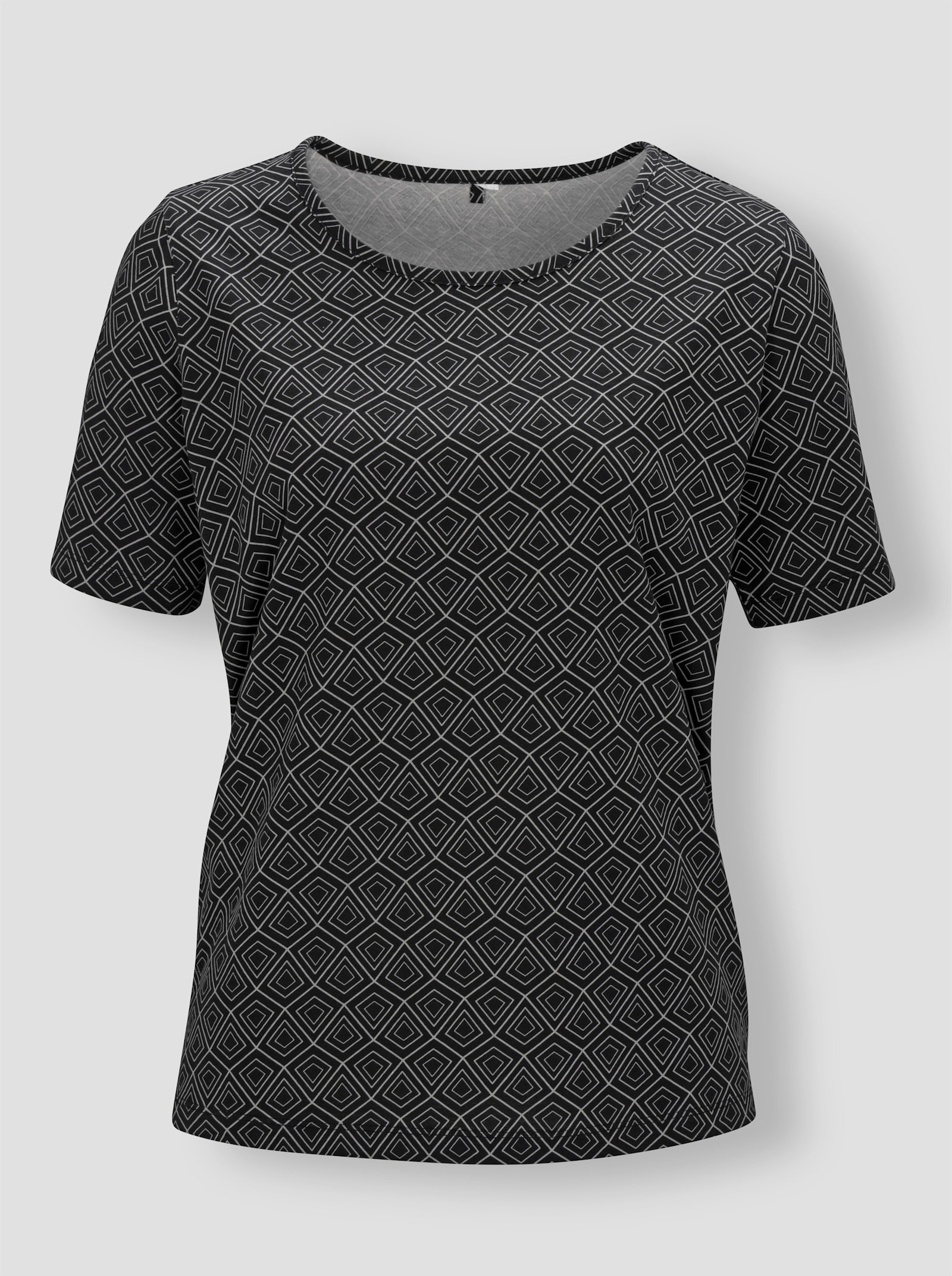 Freizeitshirt mit Grafik-Muster allover - schwarz-steingrau-bedruckt