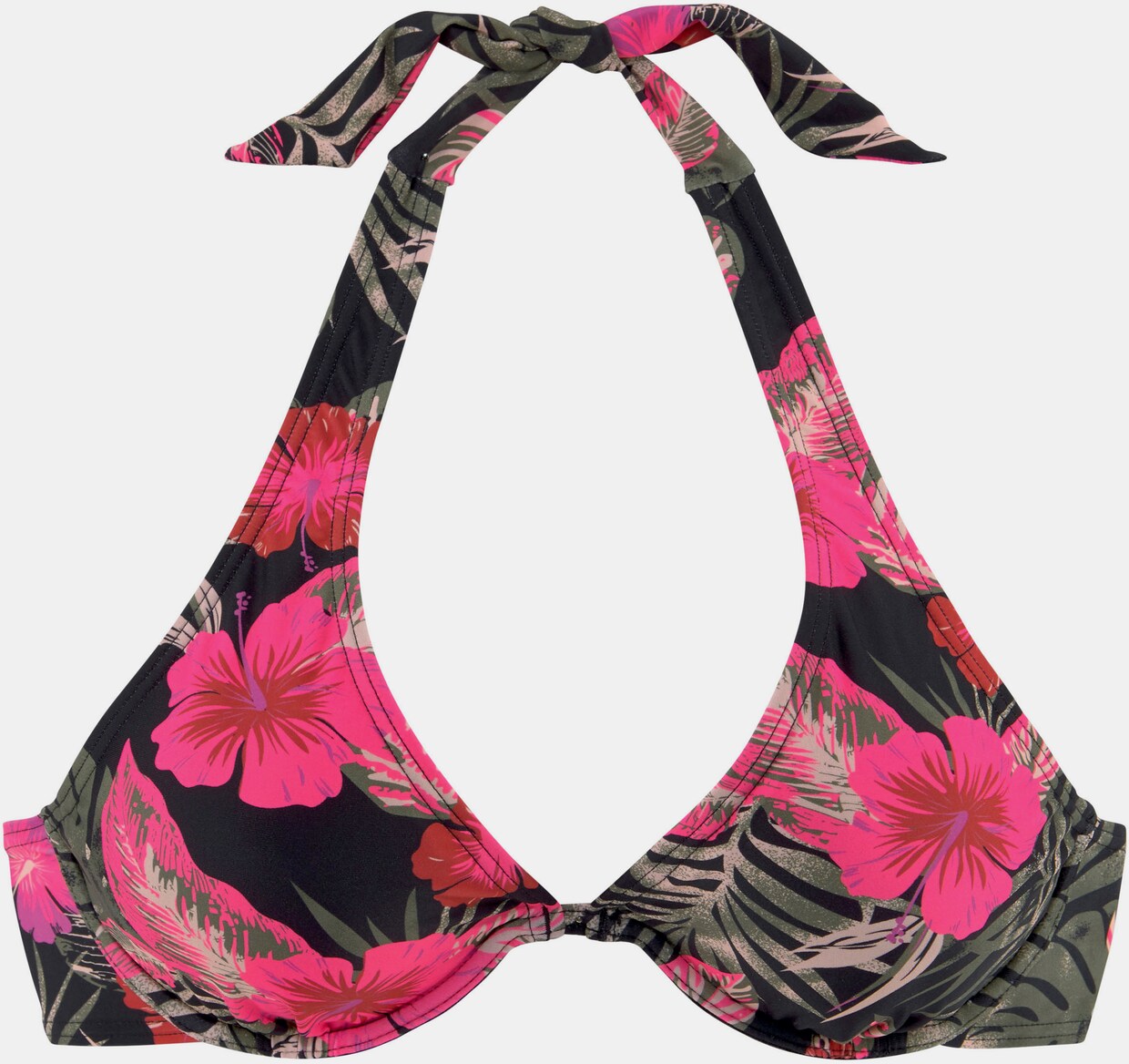 LASCANA Bügel-Bikini-Top - schwarz-pink-bedruckt