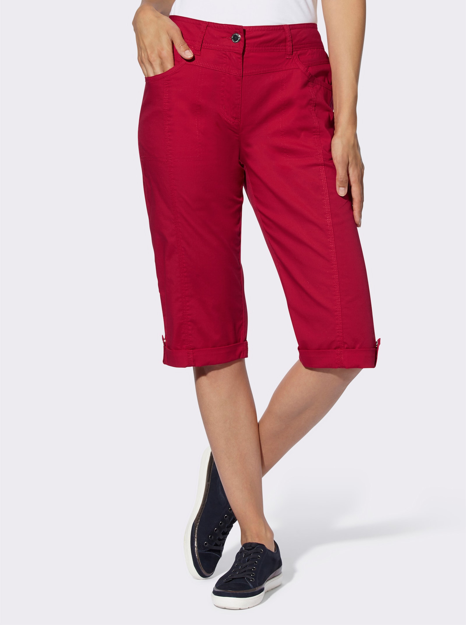 Bermudas mit Druckknopf am Bein - rot