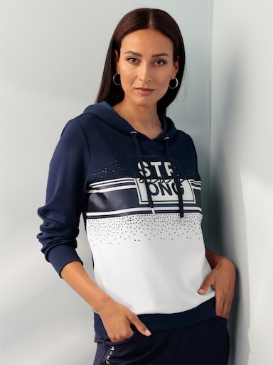 heine Kapuzensweatshirt - marine-ecru-bedruckt