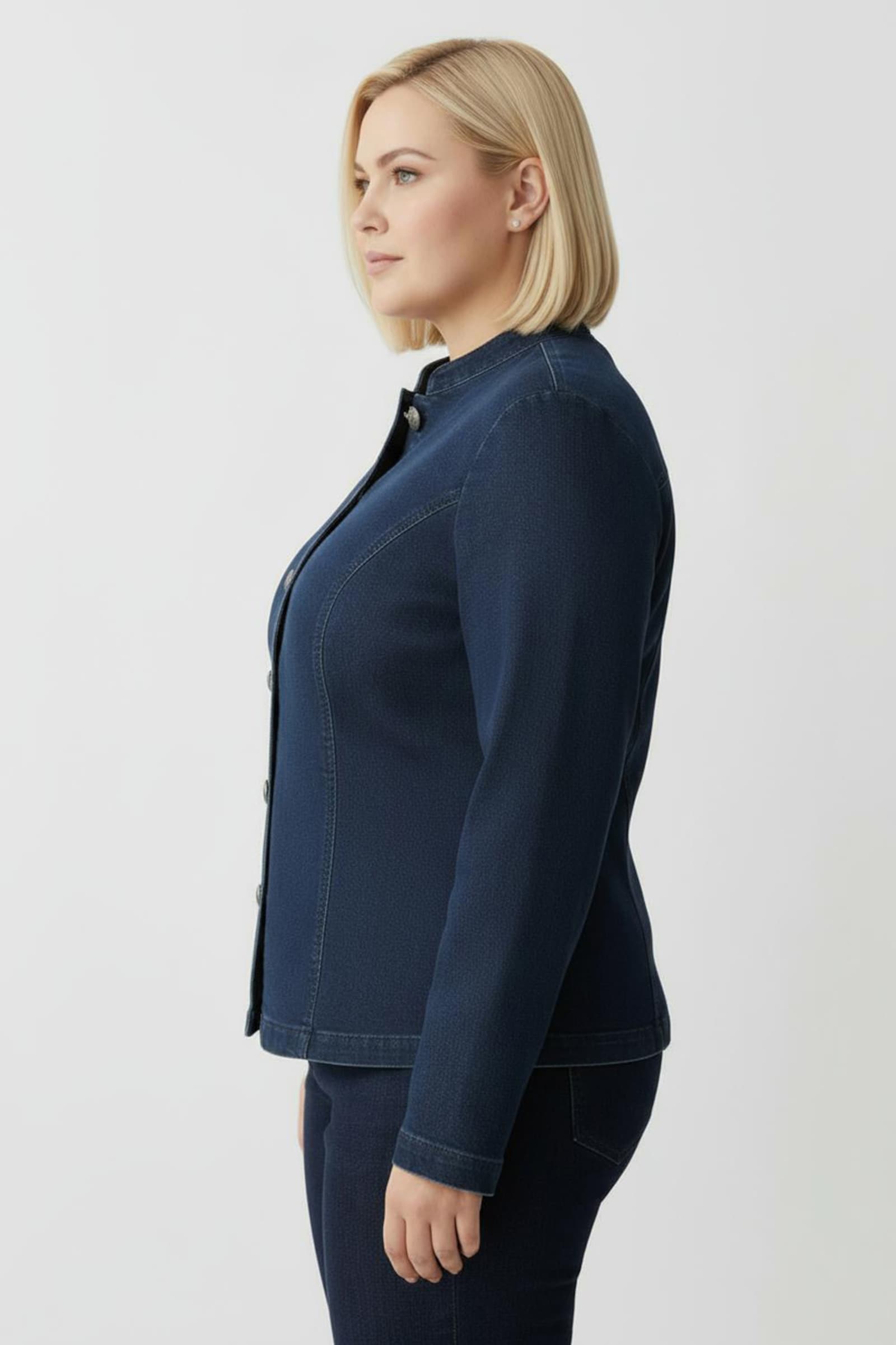 Jeansblazer mit Trachtenknöpfen - blue-stone-washed