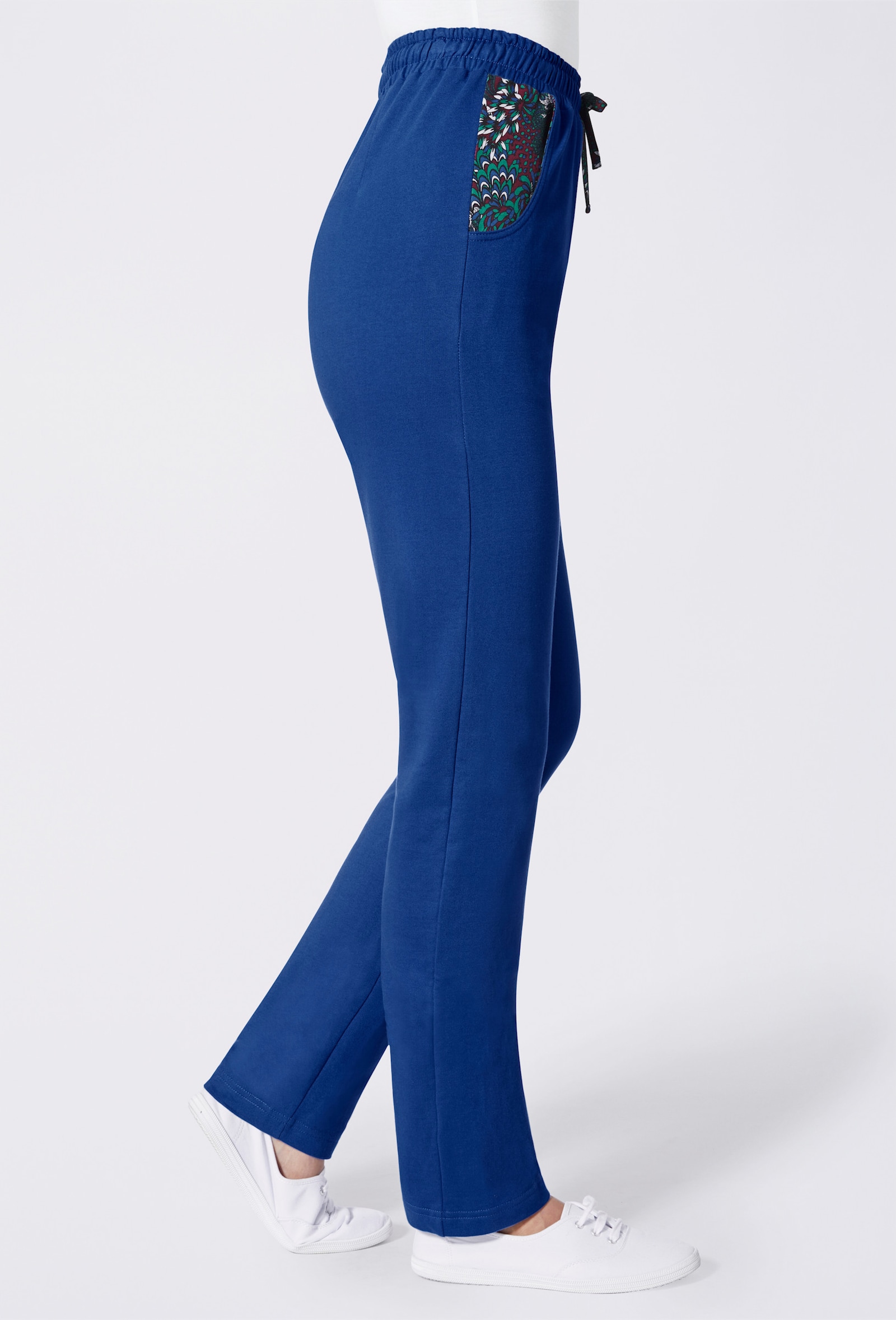 Jerseybroek met comfortband rondom - koningsblauw