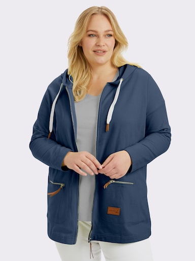 Sweatjacke in Longform - dunkelblau