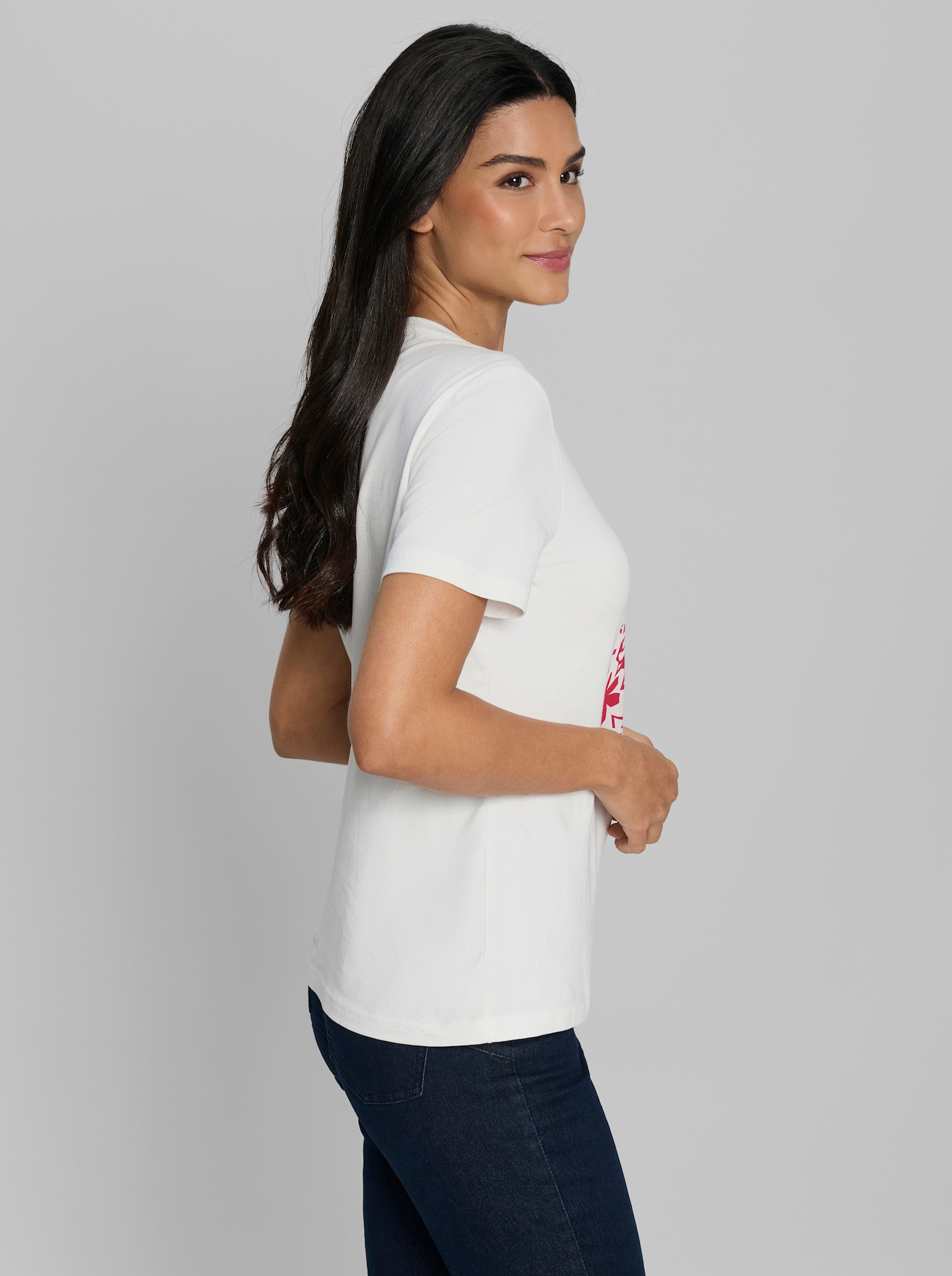 heine Kurzarmshirt mit Front-Print - ecru