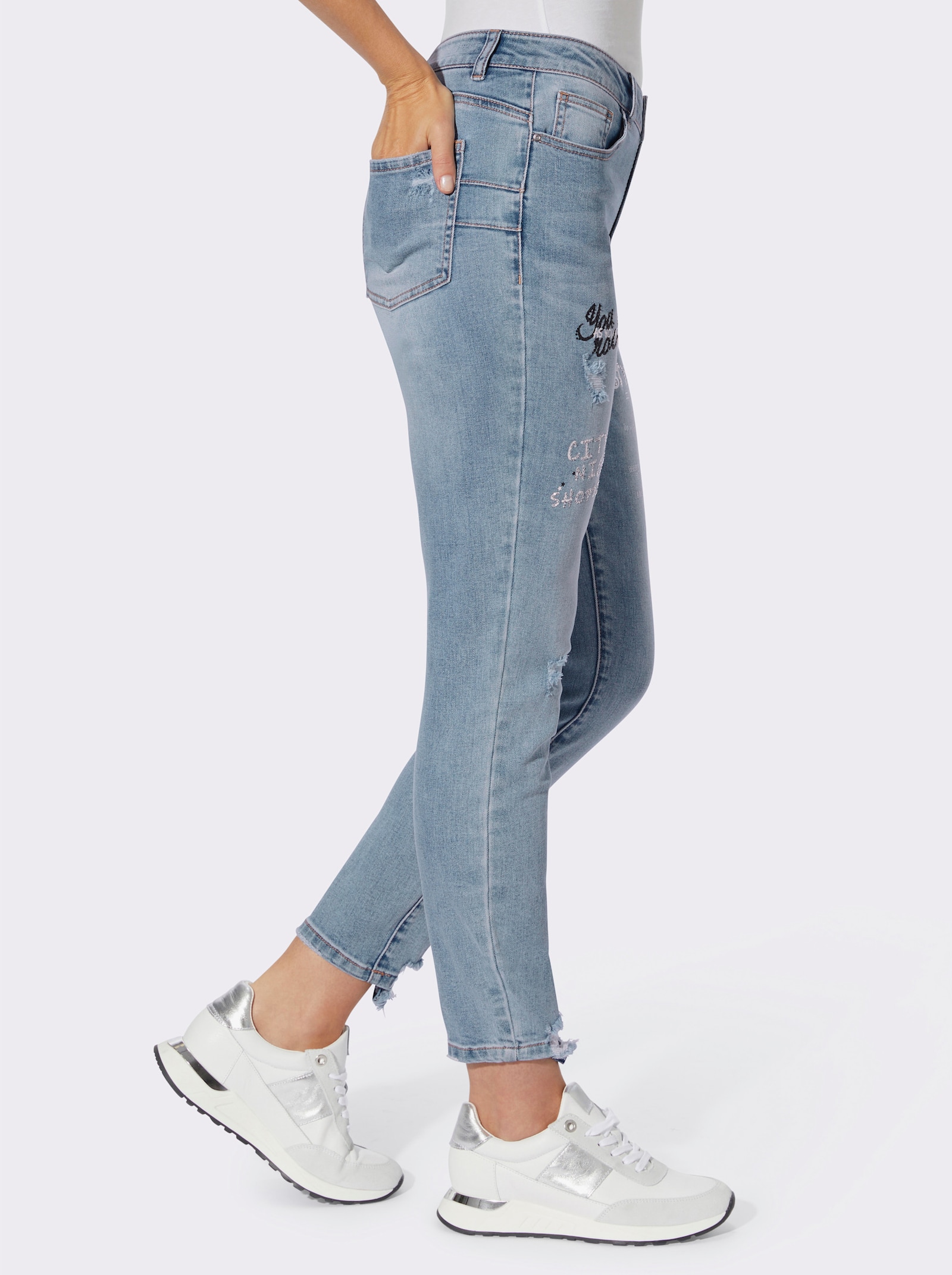 heine Jeans mit Lettering - blue-bleached