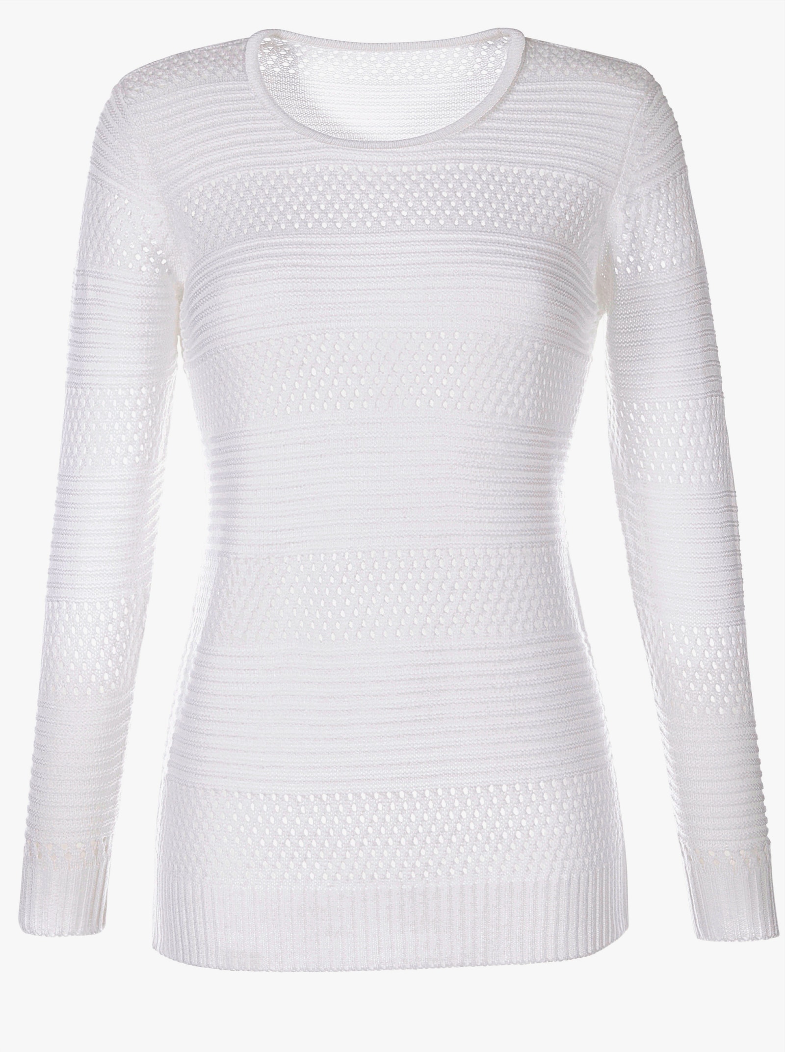 Rundhalspullover in Sommerqualität - weiß