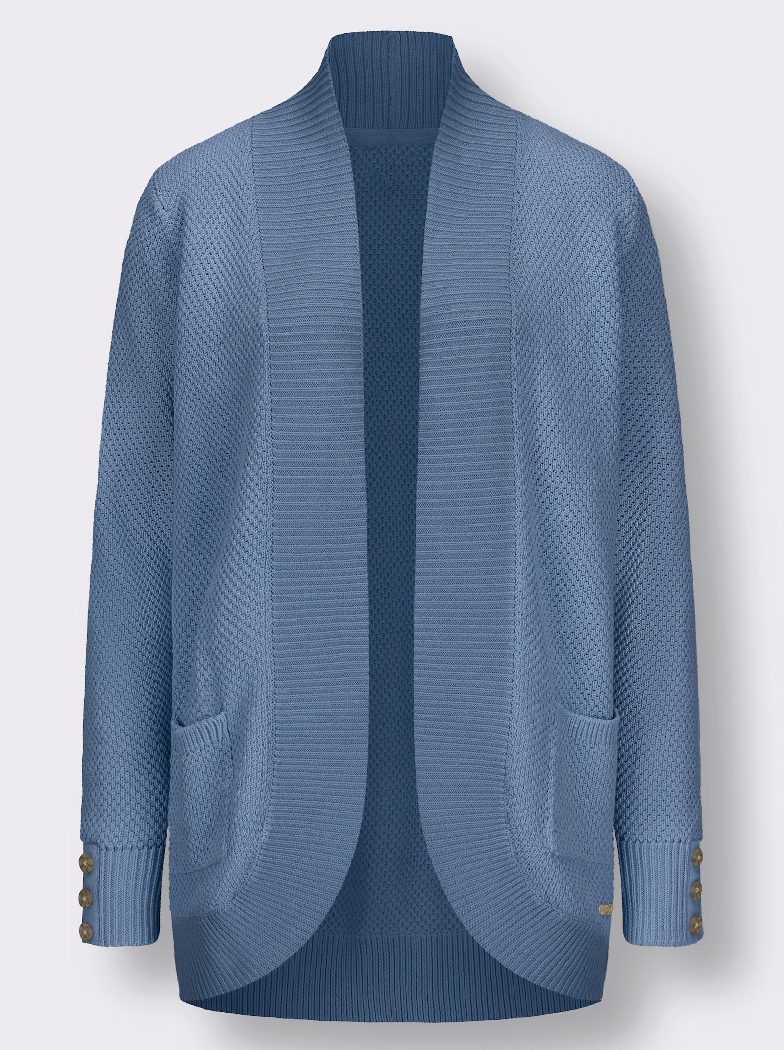Lang vest met structuurpatroon - middenblauw