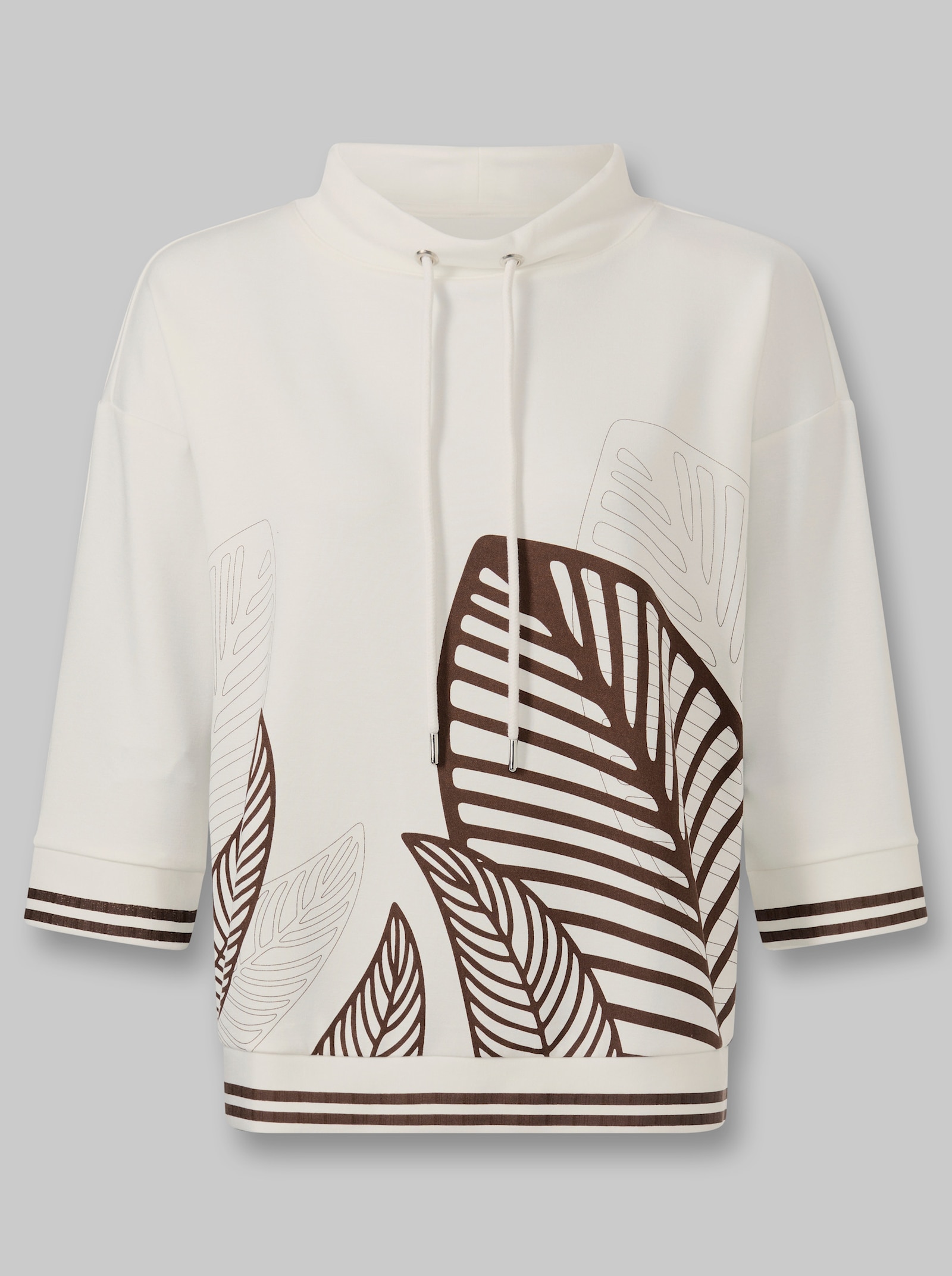 heine 3/4-Arm-Shirt mit Blätter-Druck - ecru-schoko-bedruckt