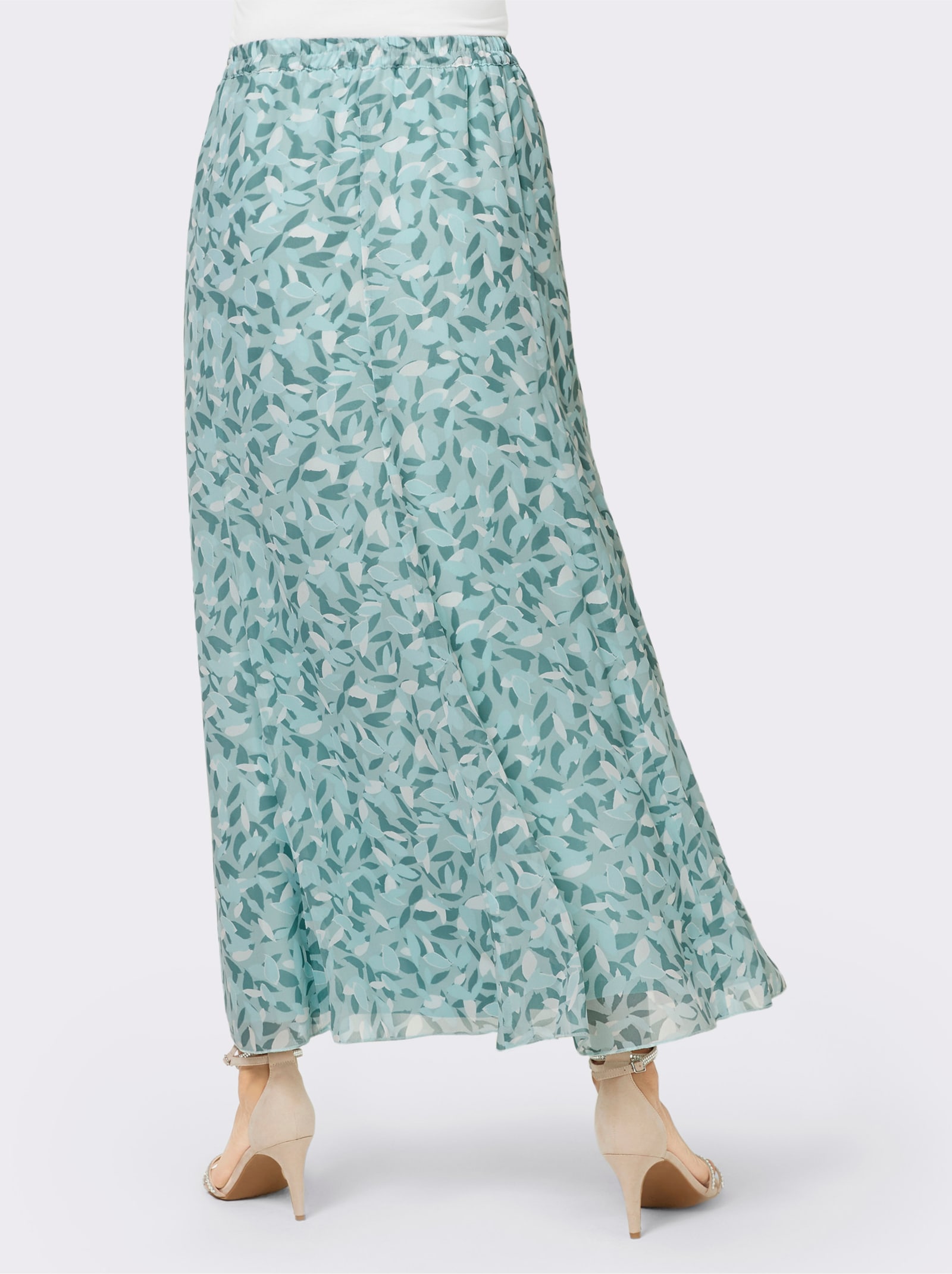 Rok in A-lijn met ondoorzichtige voering, bedrukt - kalkmint/ecru bedrukt