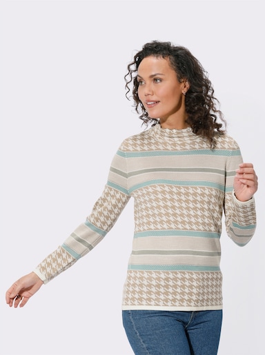 Pullover - salbei-sesam-gemustert