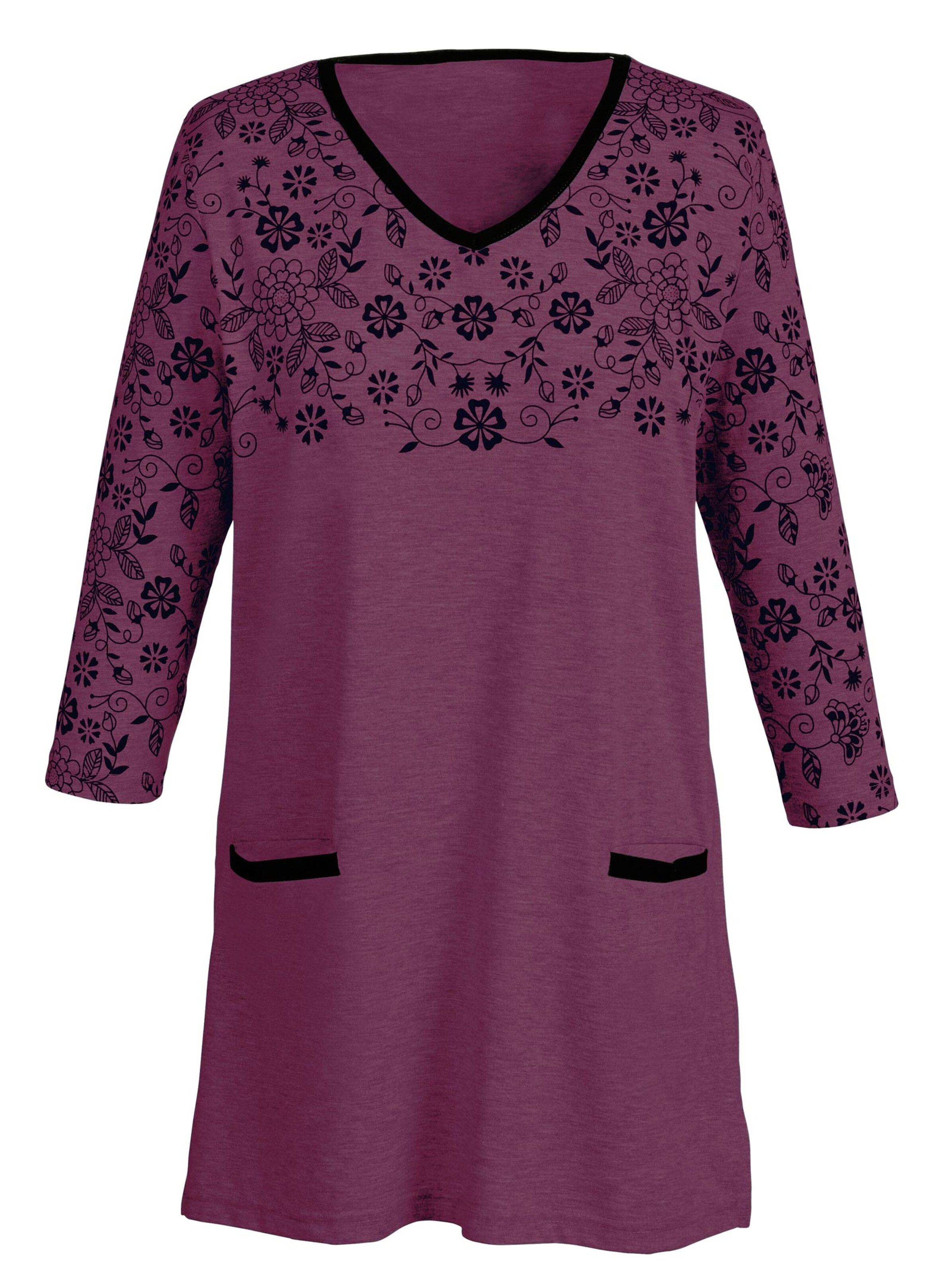 Longshirt - bordeaux-schwarz