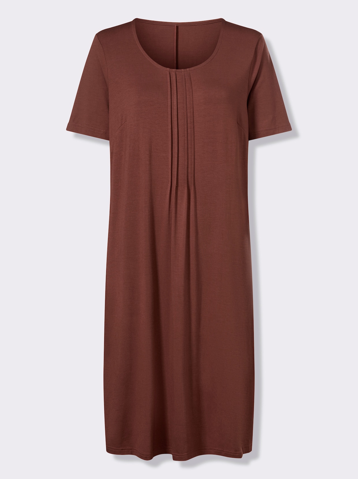 Jerseykleid mit Biesenverzierung - rotbraun