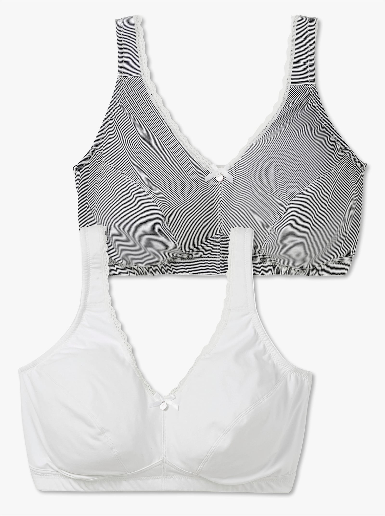 sheego BH ohne Bügel im Doppelpack - anthrazit + weiß