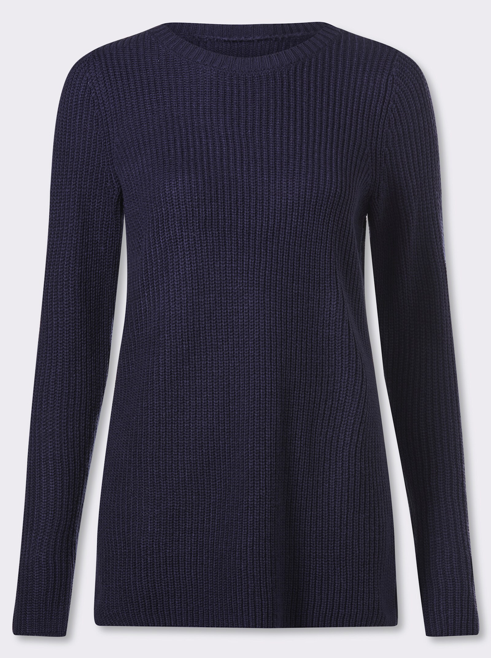 Longpullover in Ripp-Optik - marine