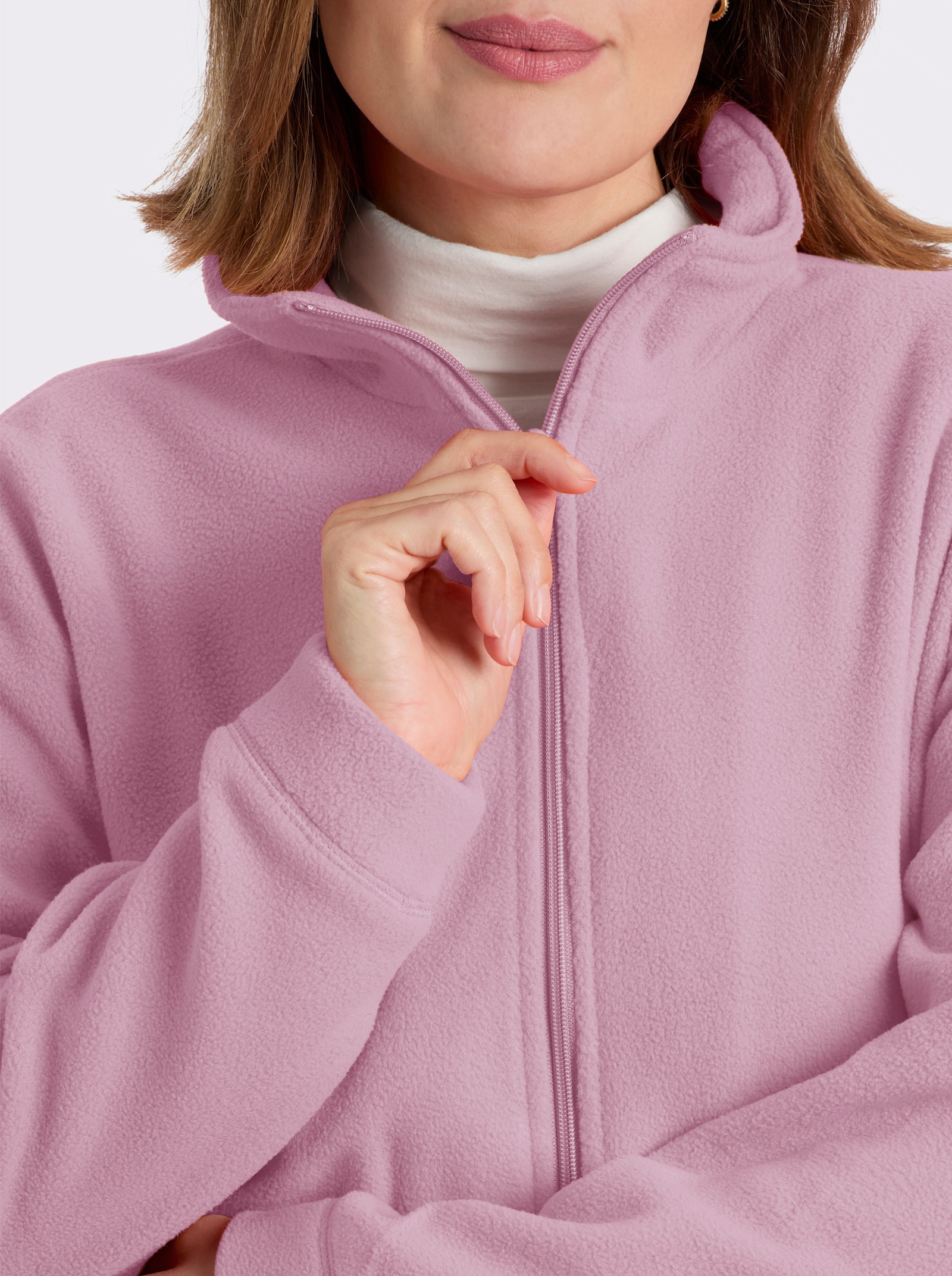 Fleecejacke Kordeldurchzug am Saum - rosé