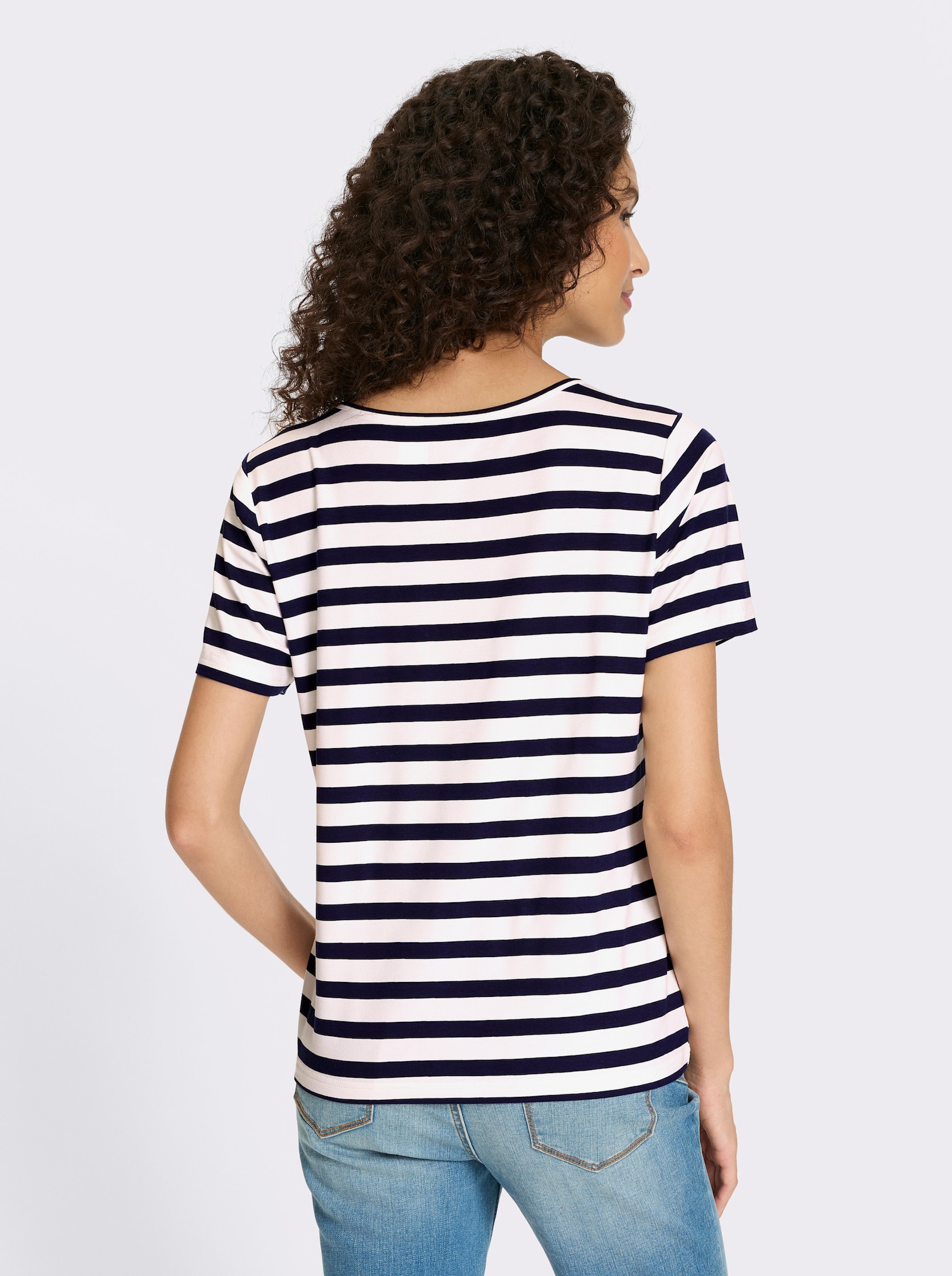 heine Shirt mit Applikation - marine-ecru-geringelt