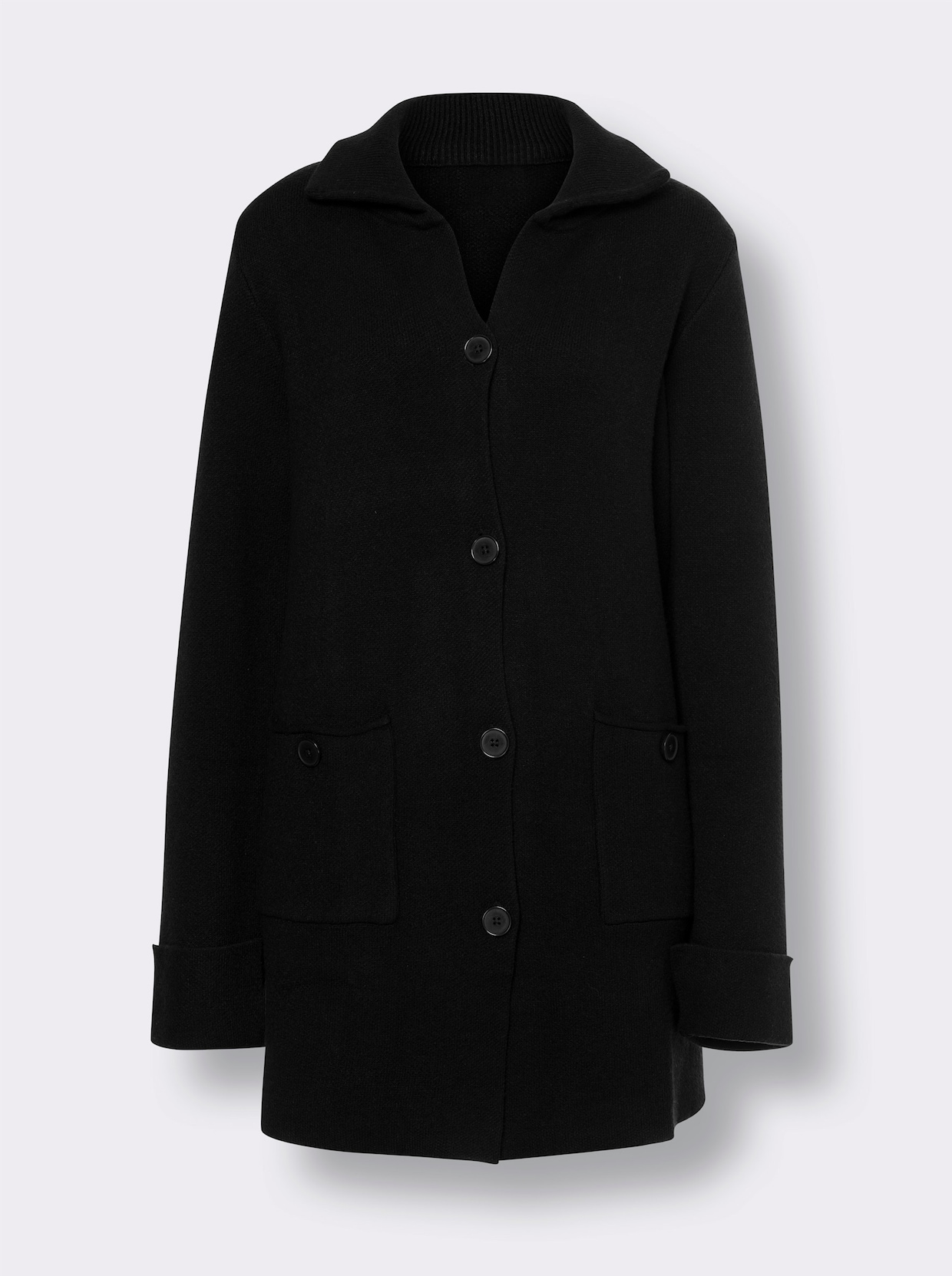 heine Lang gebreid vest - zwart