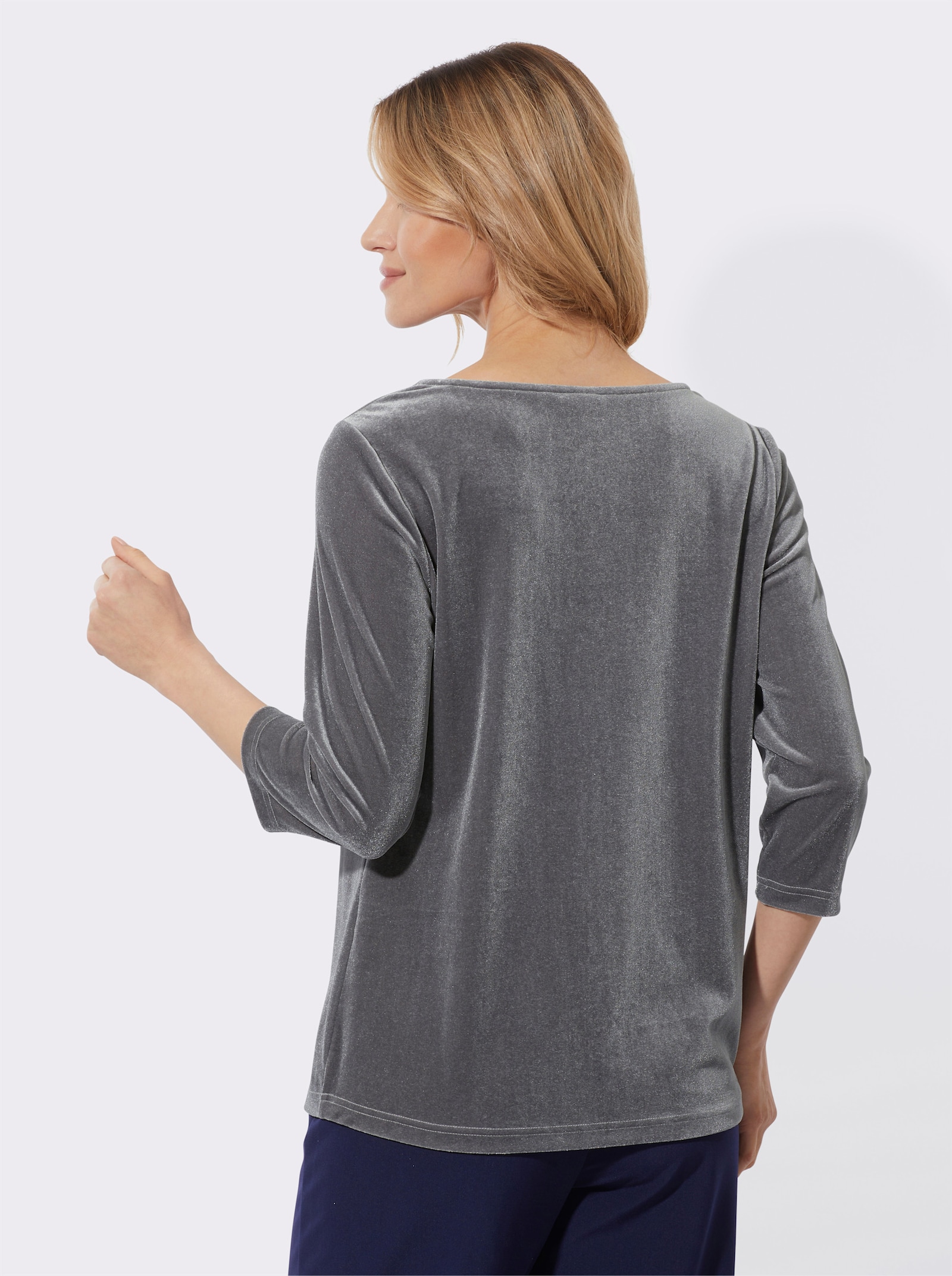 Wasserfallshirt aus Samt - anthrazit