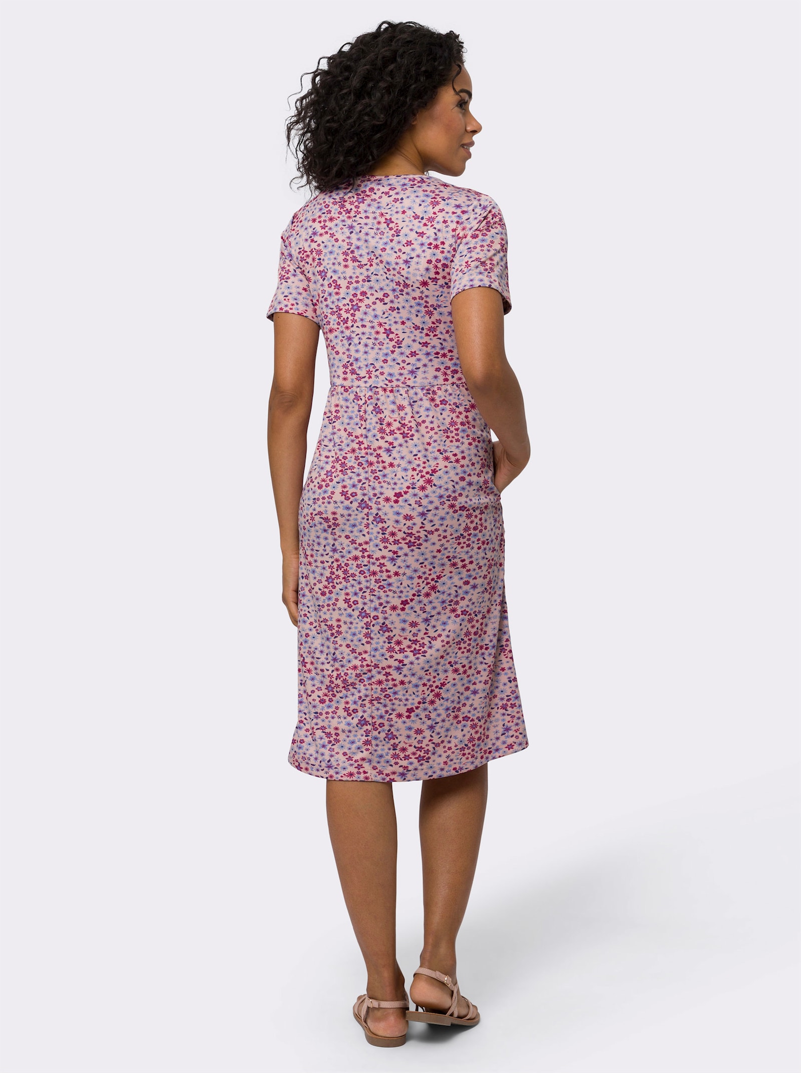 Jerseykleid mit ausgestelltem Rockteil - puder-erika-bedruckt
