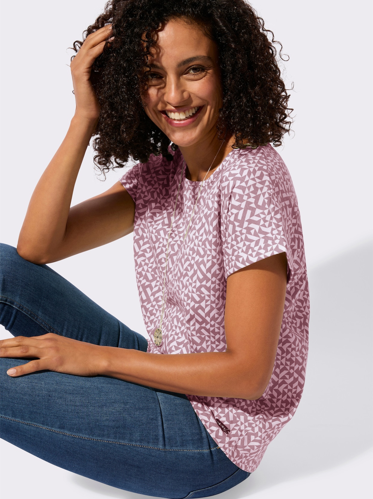 Print-Shirt - mauve-ecru