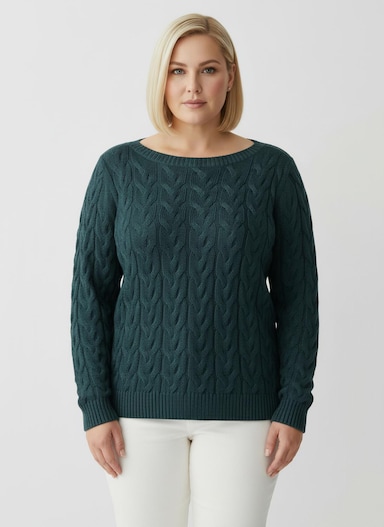 Pullover mit U-Boot-Ausschnitt - petrol