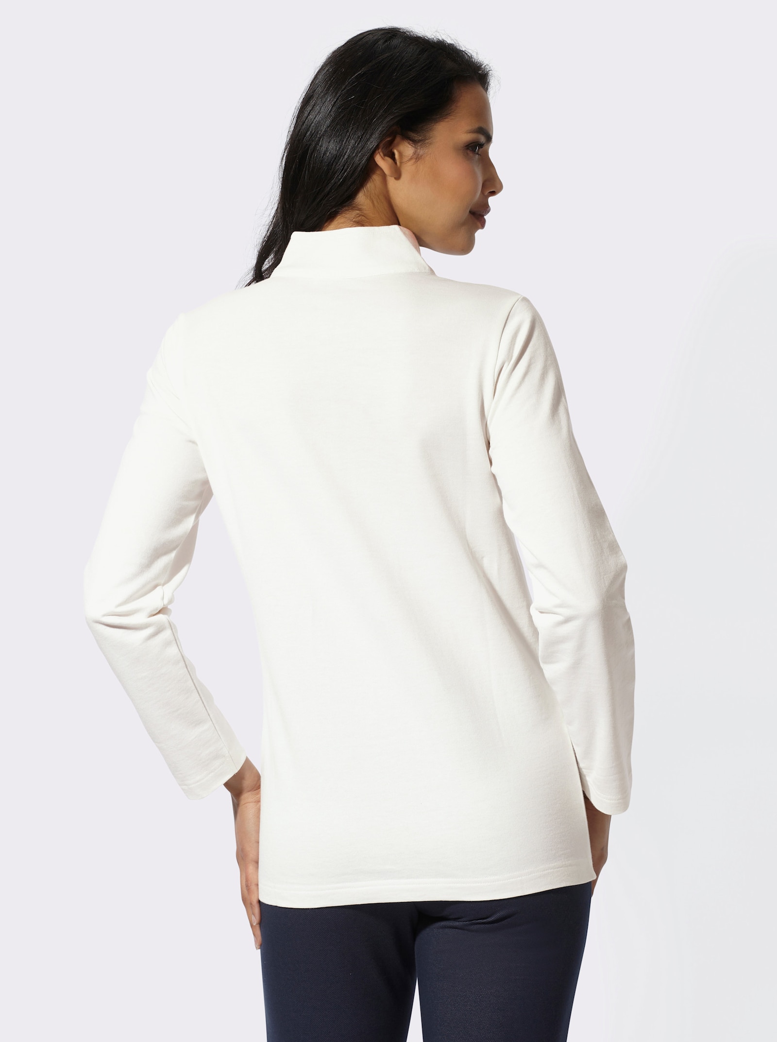Sweatshirt mit kurzem Reißverschluss - ecru