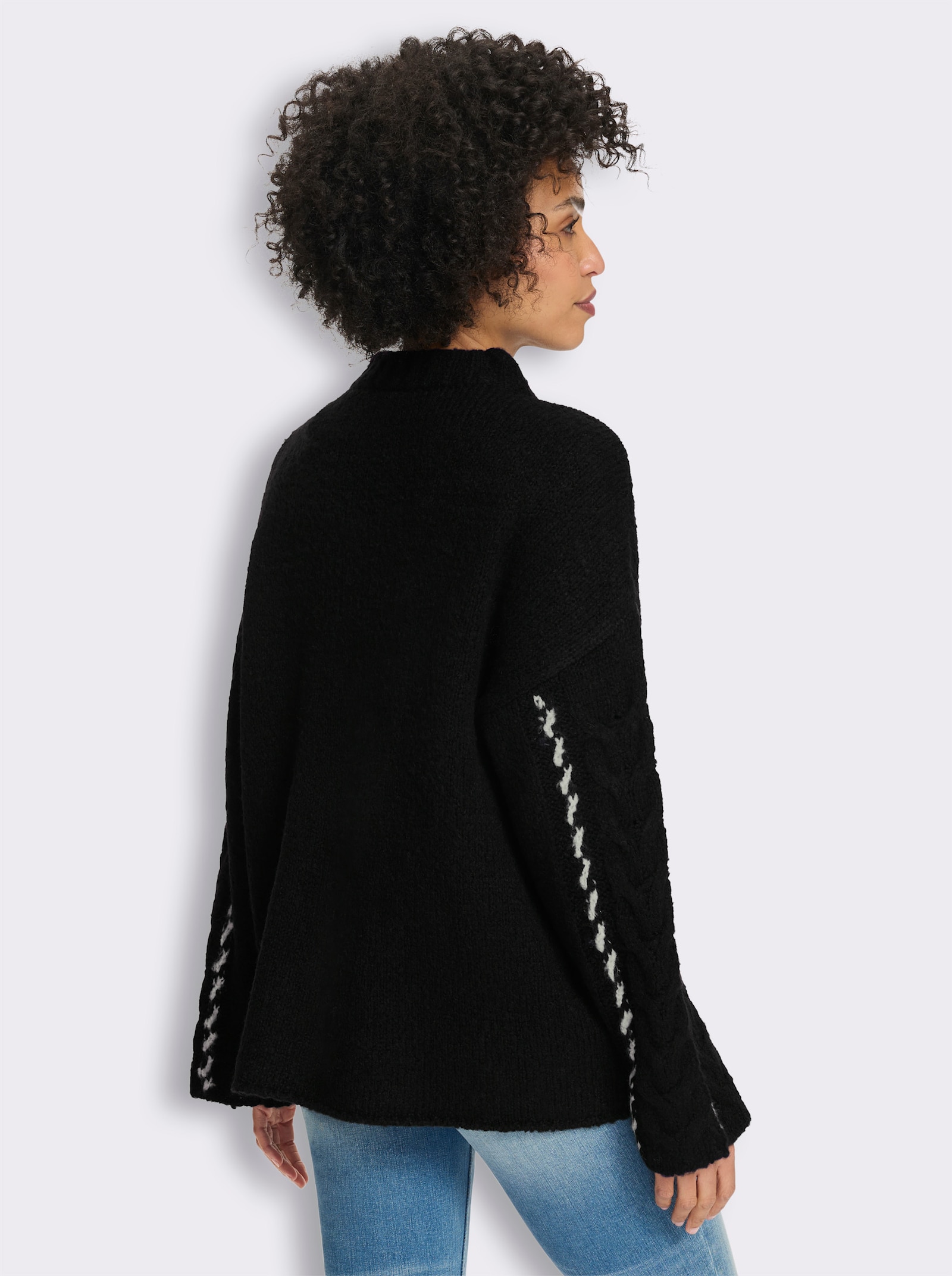 heine Strickpullover mit Zopfmuster - schwarz
