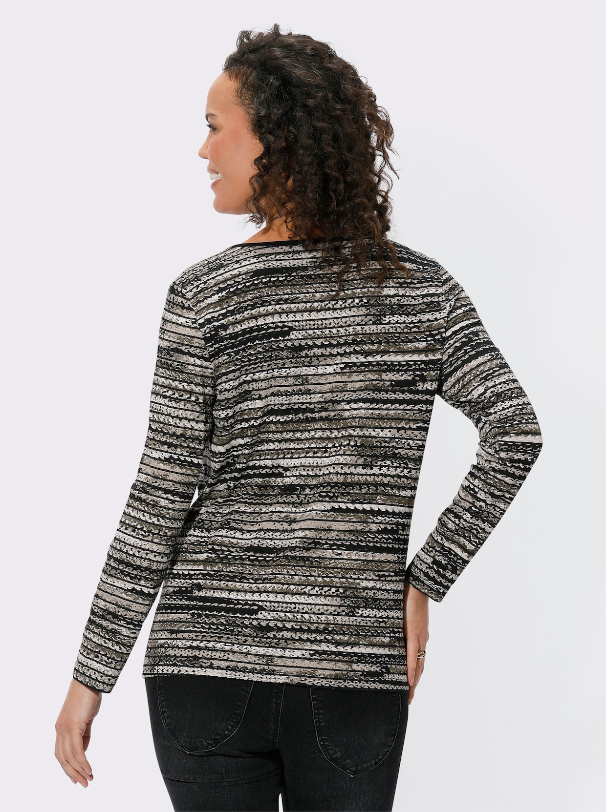 Langarmshirt - sesam-schwarz-bedruckt