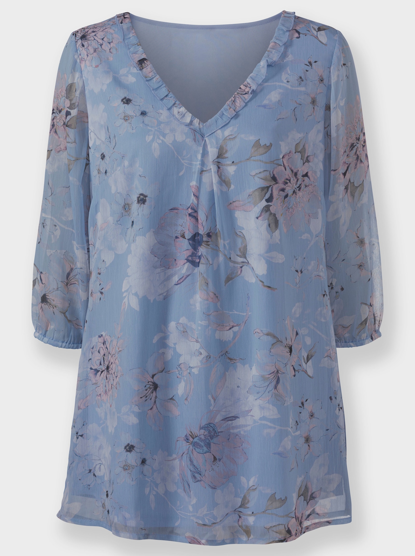 Tunika mit Rüschen-Verzierung - bleu-bedruckt