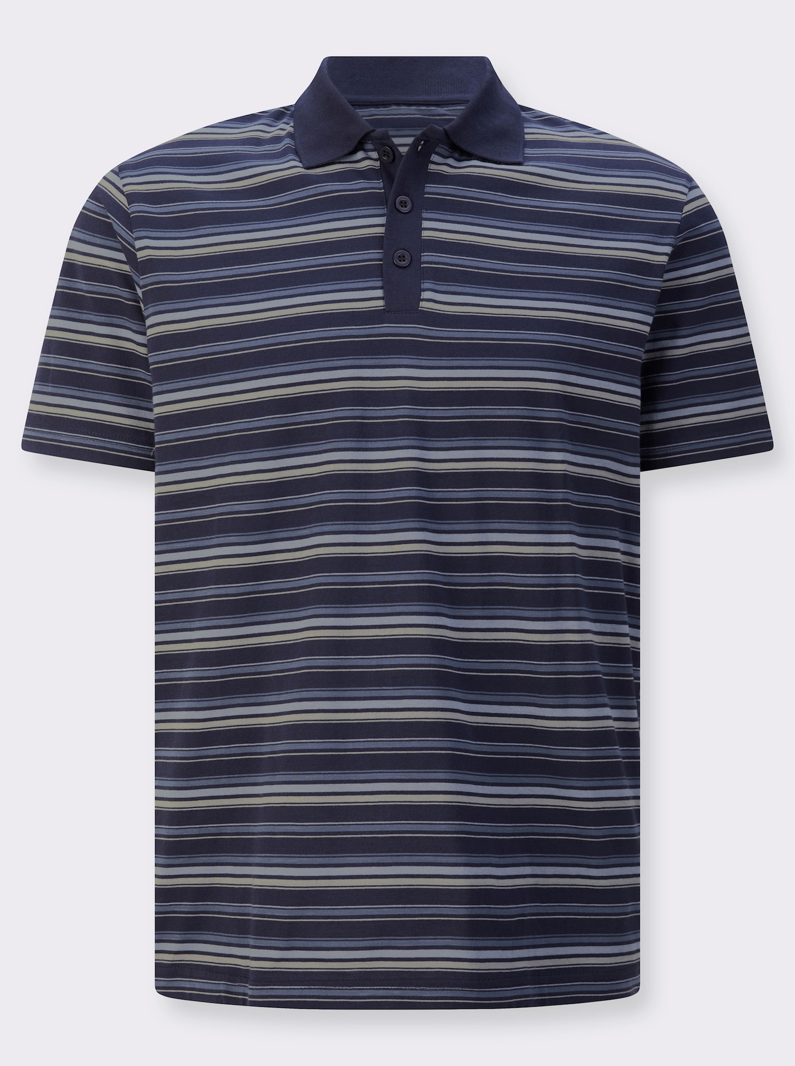 Poloshirt in streepjesdessin - marine/steengrijs gestreept