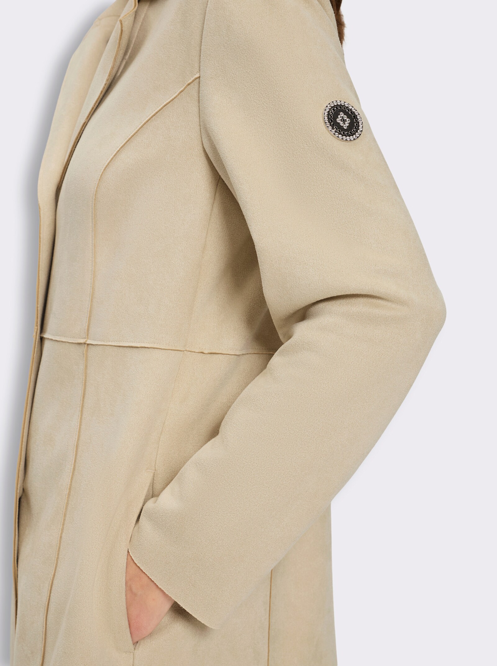 Longblazer in Veloursleder-Optik - sand