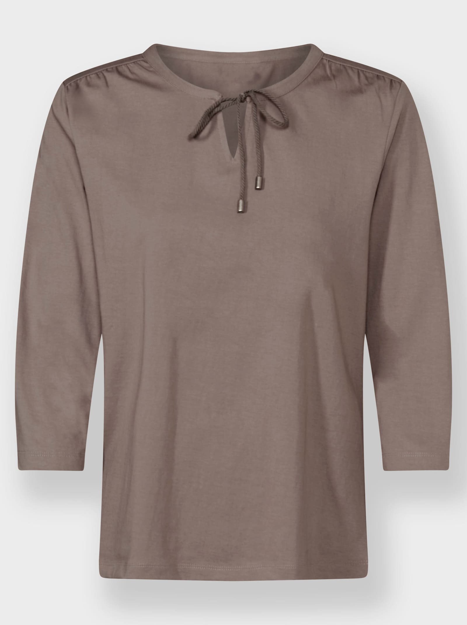 3/4-Arm-Shirt mit Raffung an der Schulter - taupe