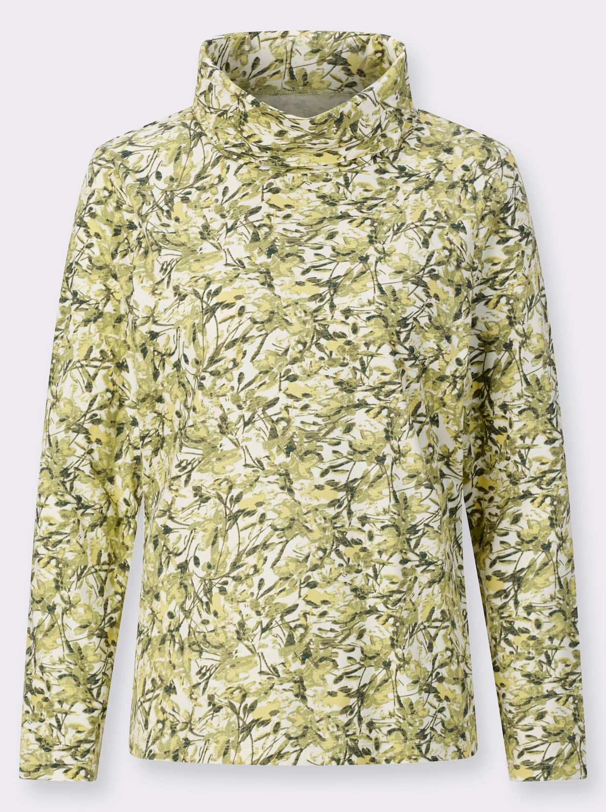 Shirt met opstaande kraag - lindegroen/citroen bedrukt