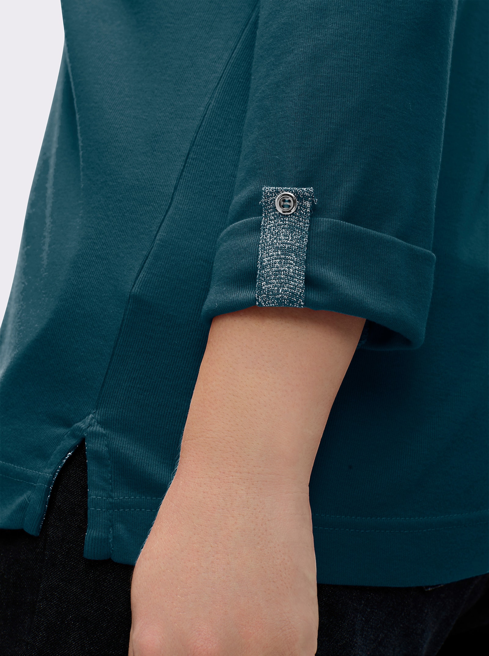 3/4-Arm-Shirt mit Glitzer-Details - petrol