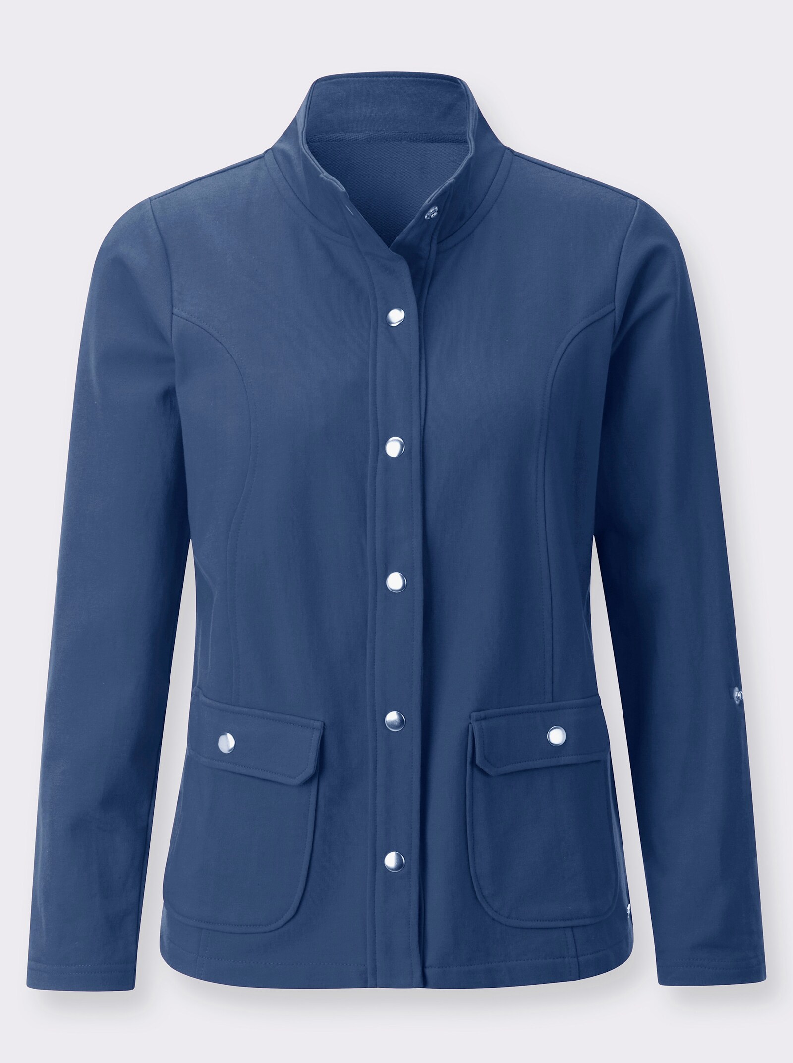 Shirtjacke mit Druckknopf-Verschluss - jeansblau