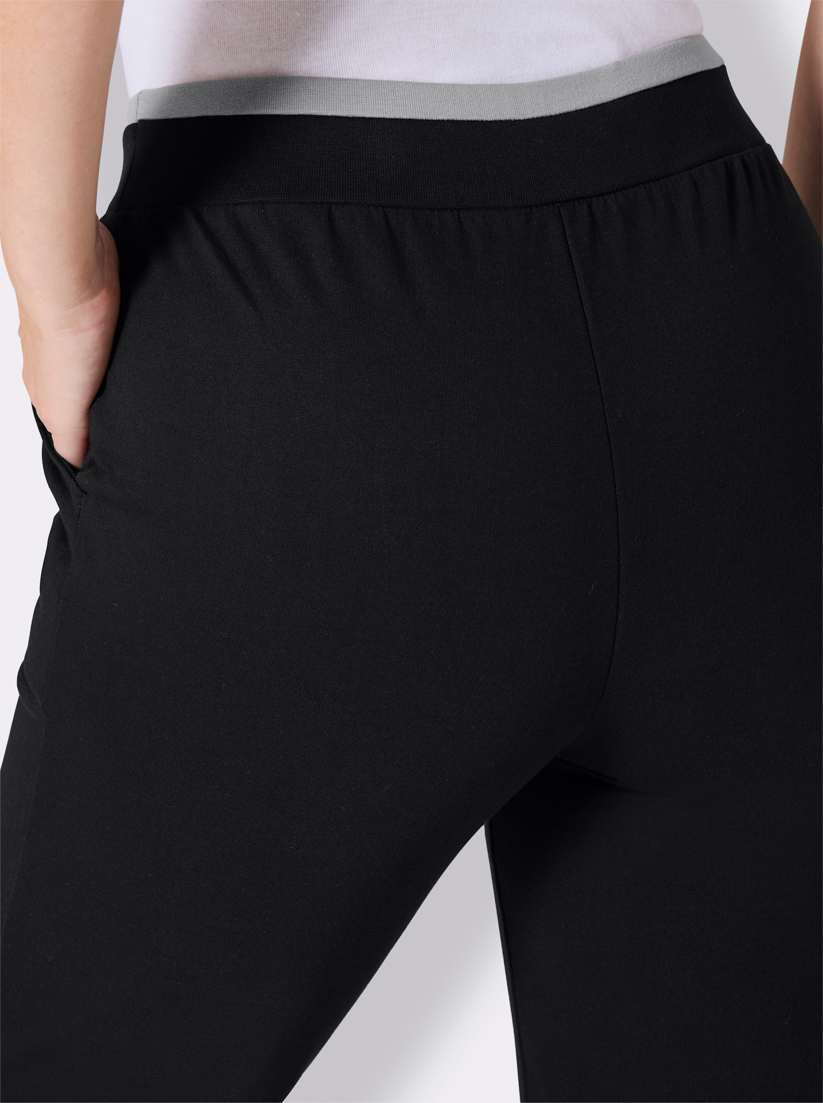 feel good Dehnbund-Hose mit Bündchen - schwarz-steingrau