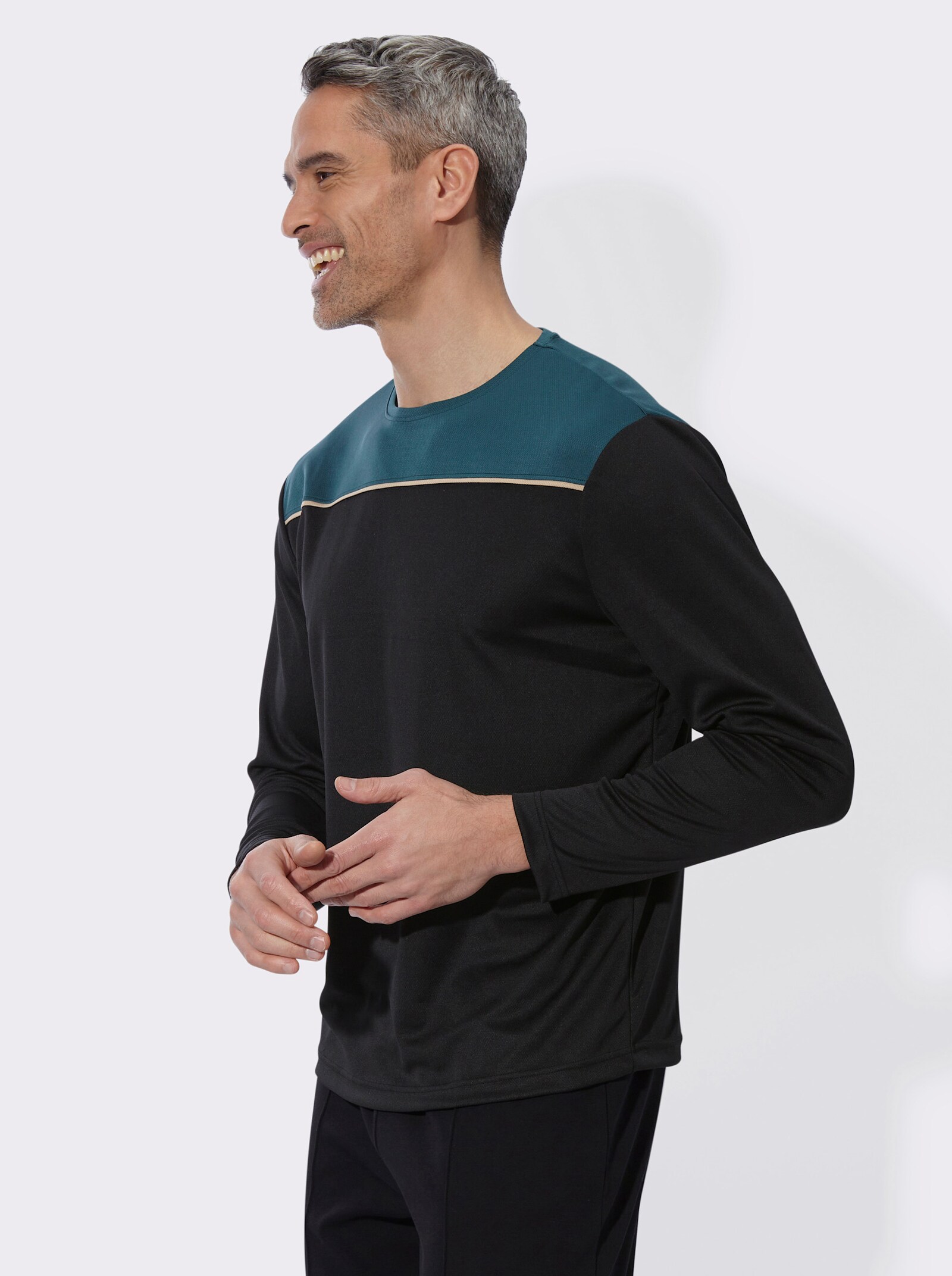 Freizeitshirt in atmungsaktiver Qualität - petrol-schwarz