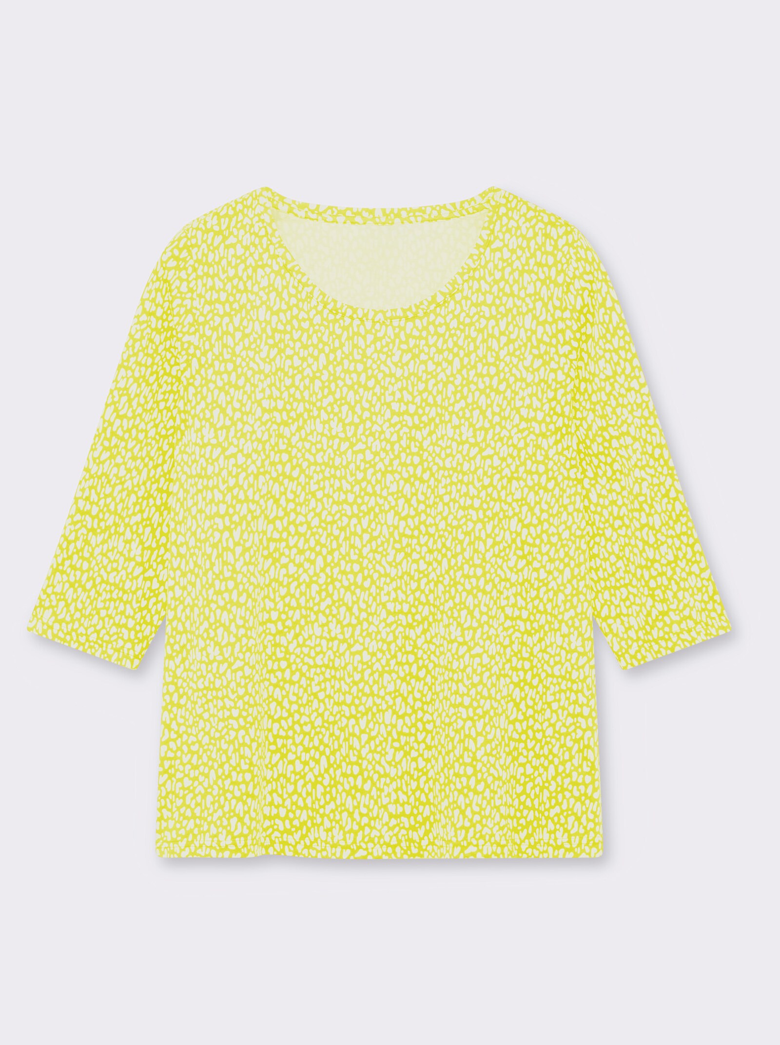 3/4-Arm-Shirt mit Minimal-Druck - weiß-limone-bedruckt