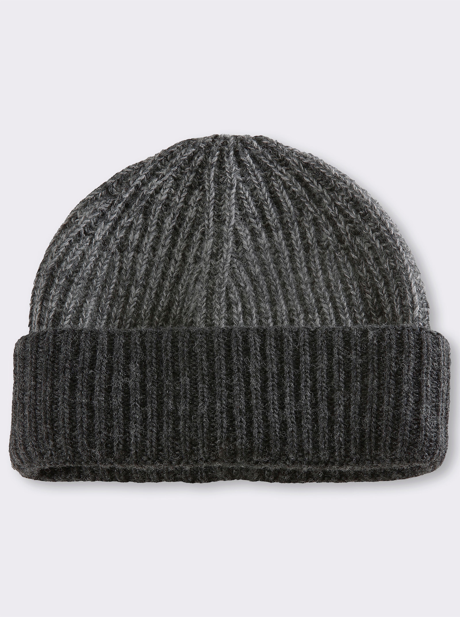 Strickmütze mit Kaschmir - grau-meliert