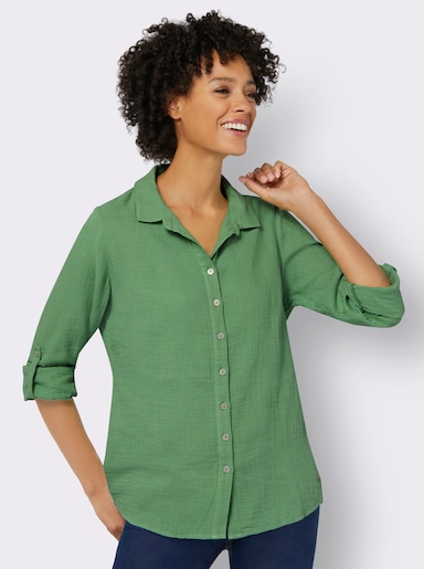 Hemdbluse mit Reverskragen - apfel