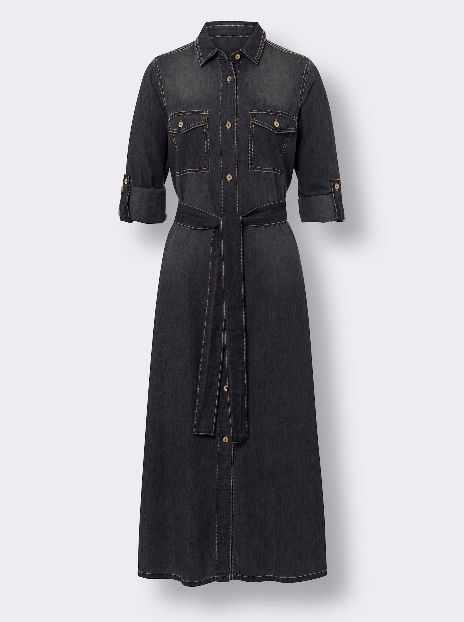 heine Hemdblusenkleid mit variabler Armlänge - black-denim